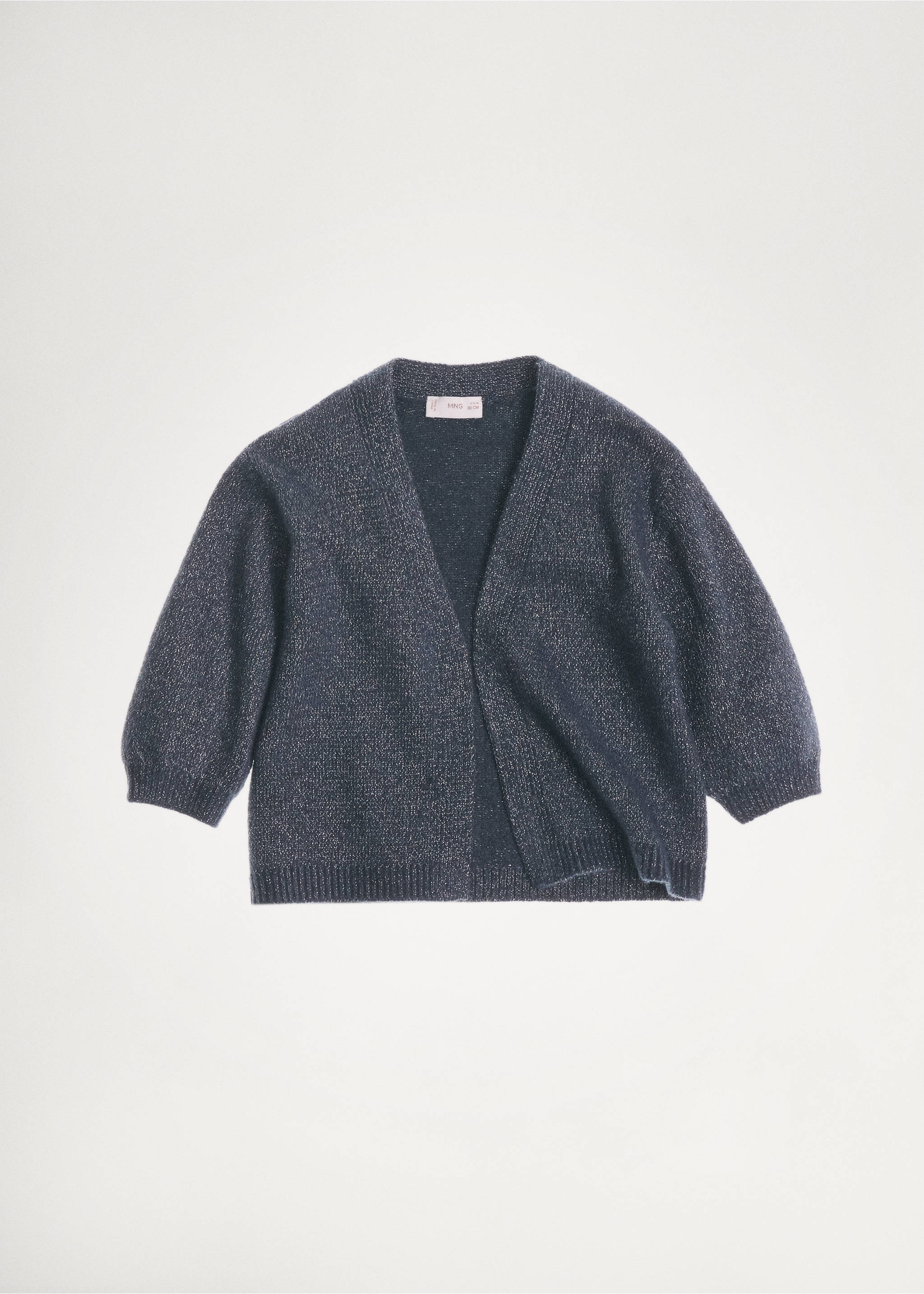 Lurex knitted cardigan - Details of the article 5, Night Blue. Ref: 77079237-00.