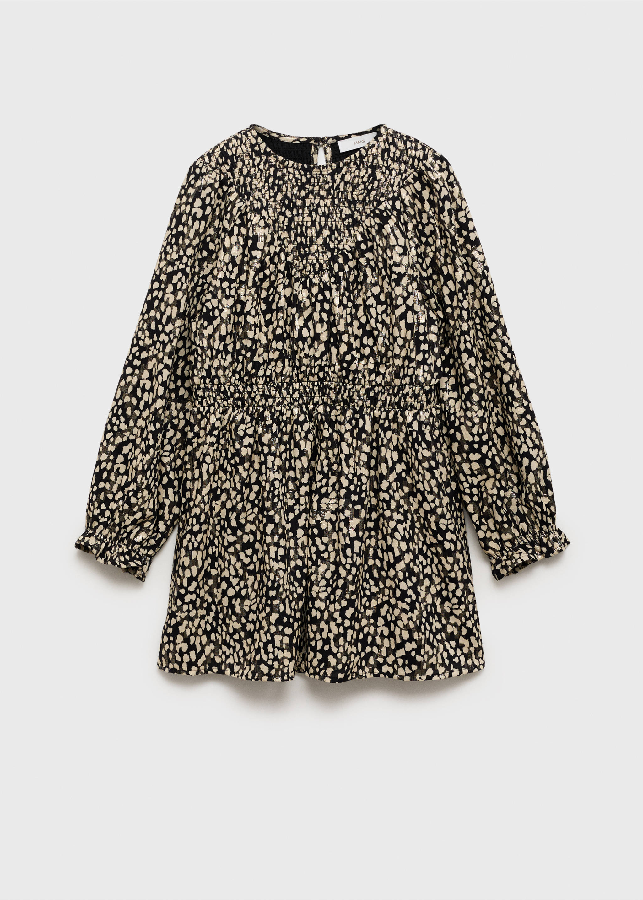 Printed ruched dress - Article without model, Beige. Ref: 77079238-00.