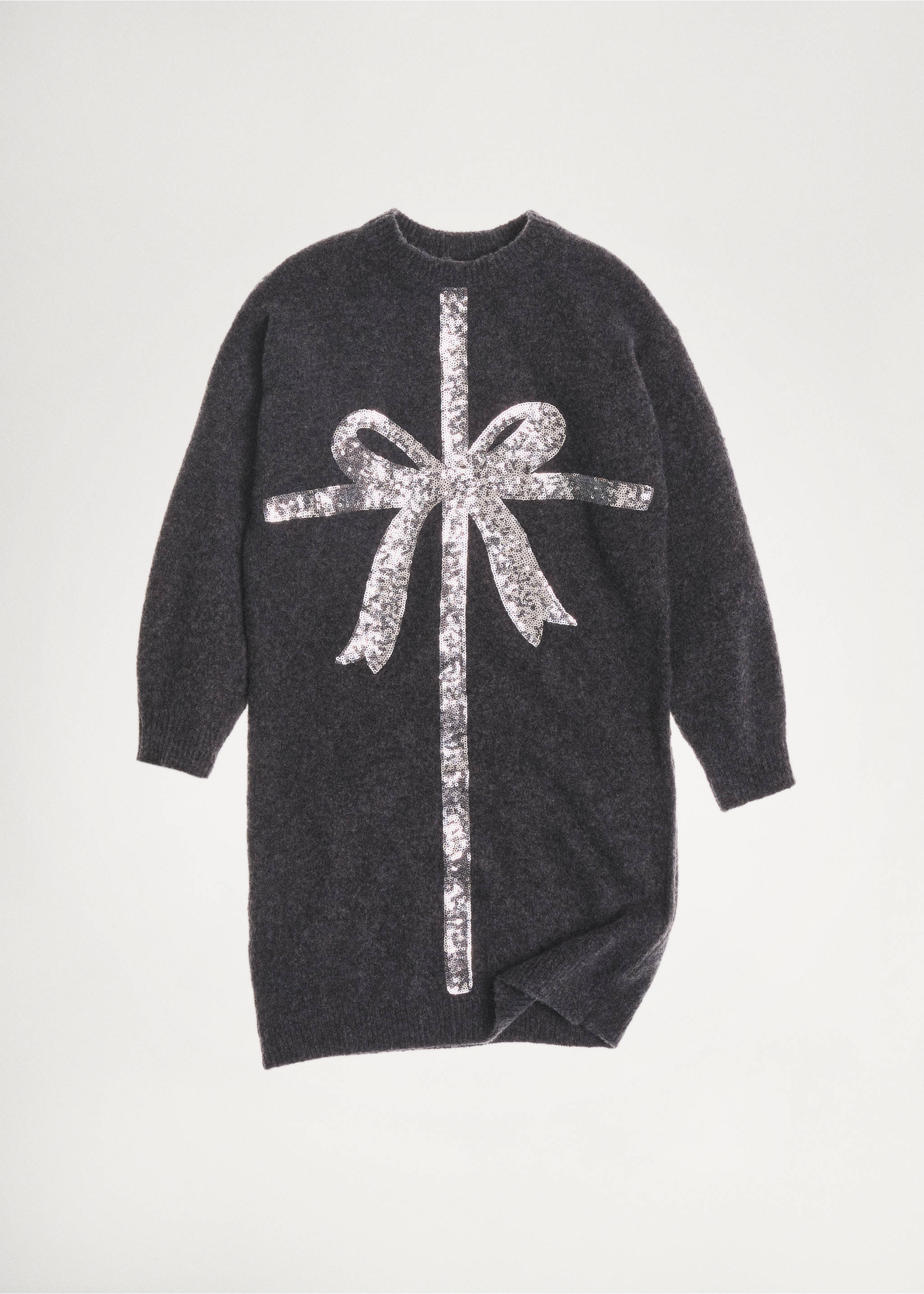 Strickkleid mit Schleife - Detail des Artikels 6, Anthrazit. Ref: 77079239-00.