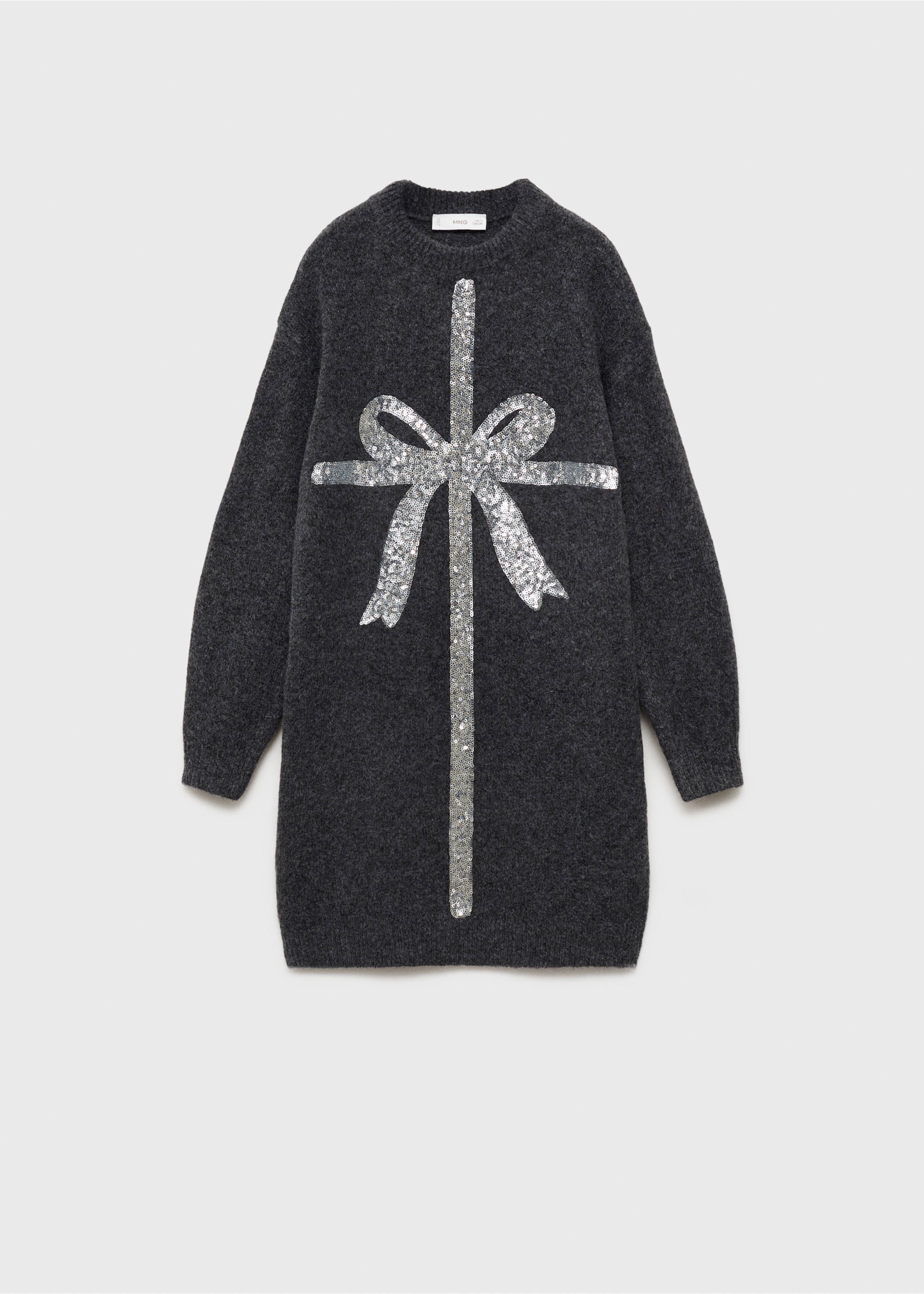 Strickkleid mit Schleife - Artikel ohne Model, Anthrazit. Ref: 77079239-00.