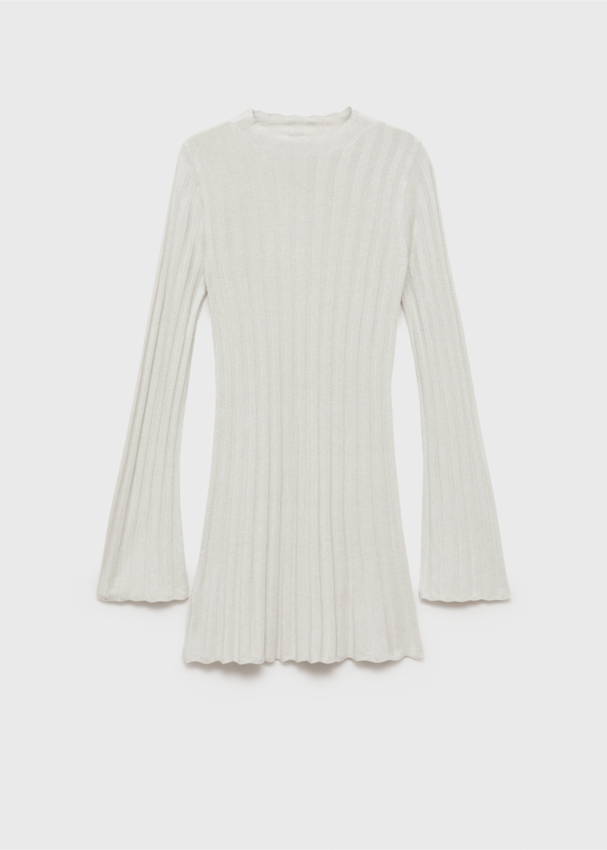 Perkins-neck knitted dress - Article without model, Beige. Ref: 77079406-00.