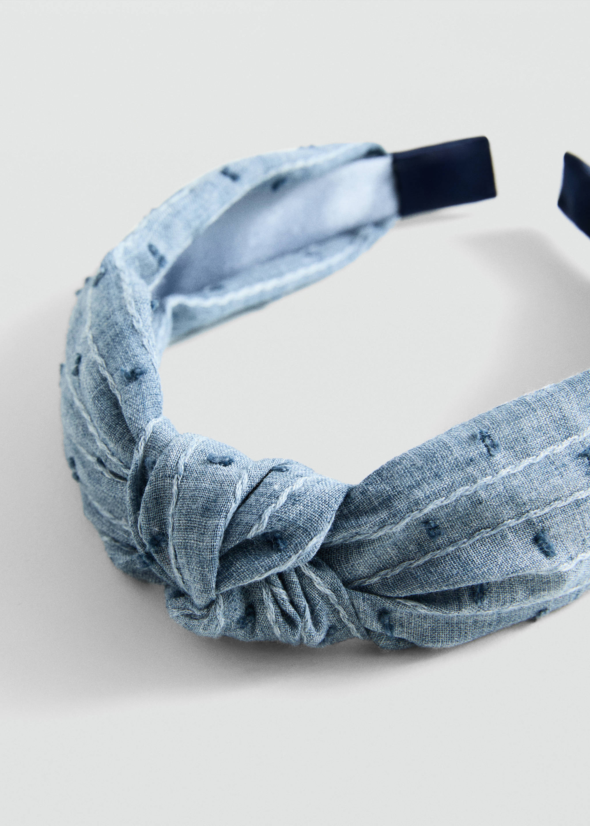 Denim diadeem met knoop - Middenvlak