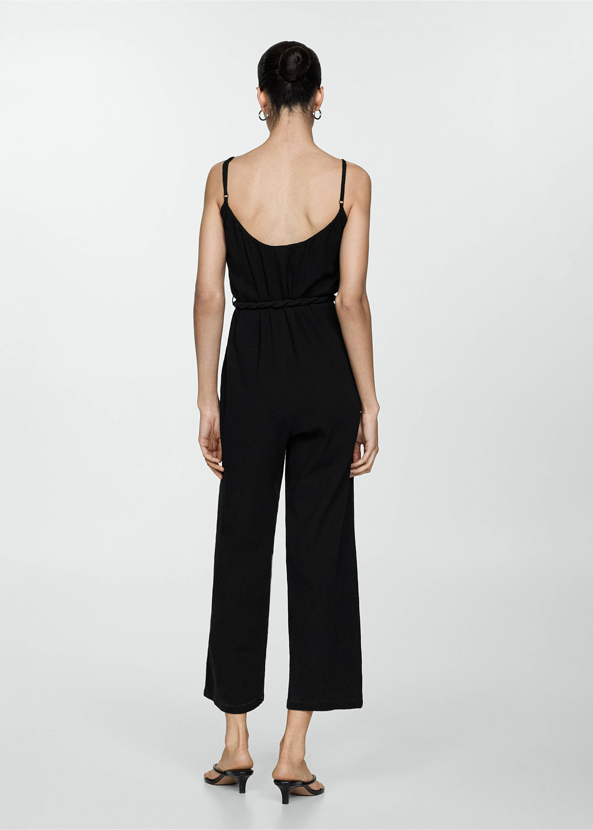 Dungarees with drawstring - Reverse of the article, Black. Ref: 77080332-00.