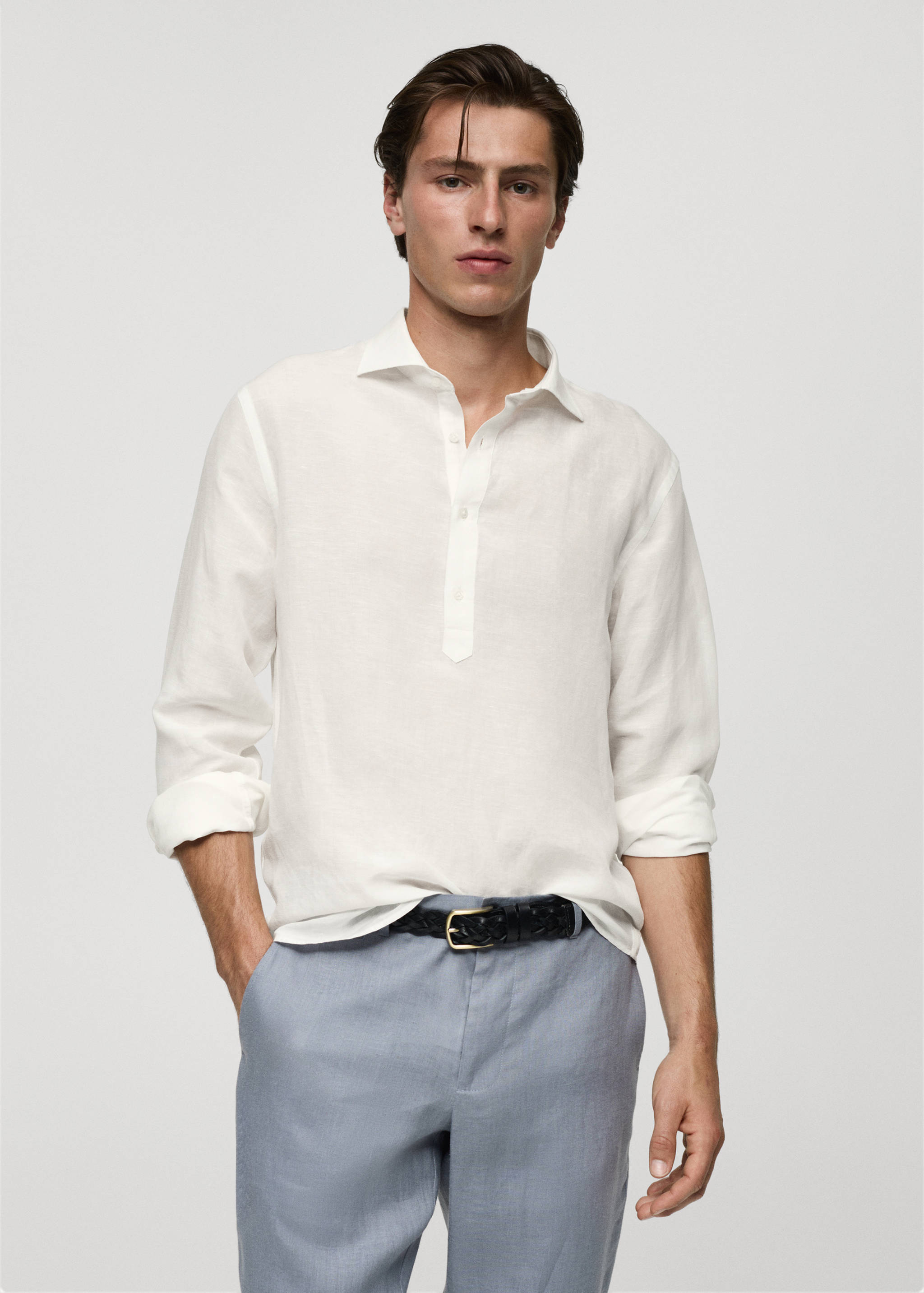 Camisa relaxed fit lino tencel - Plano medio