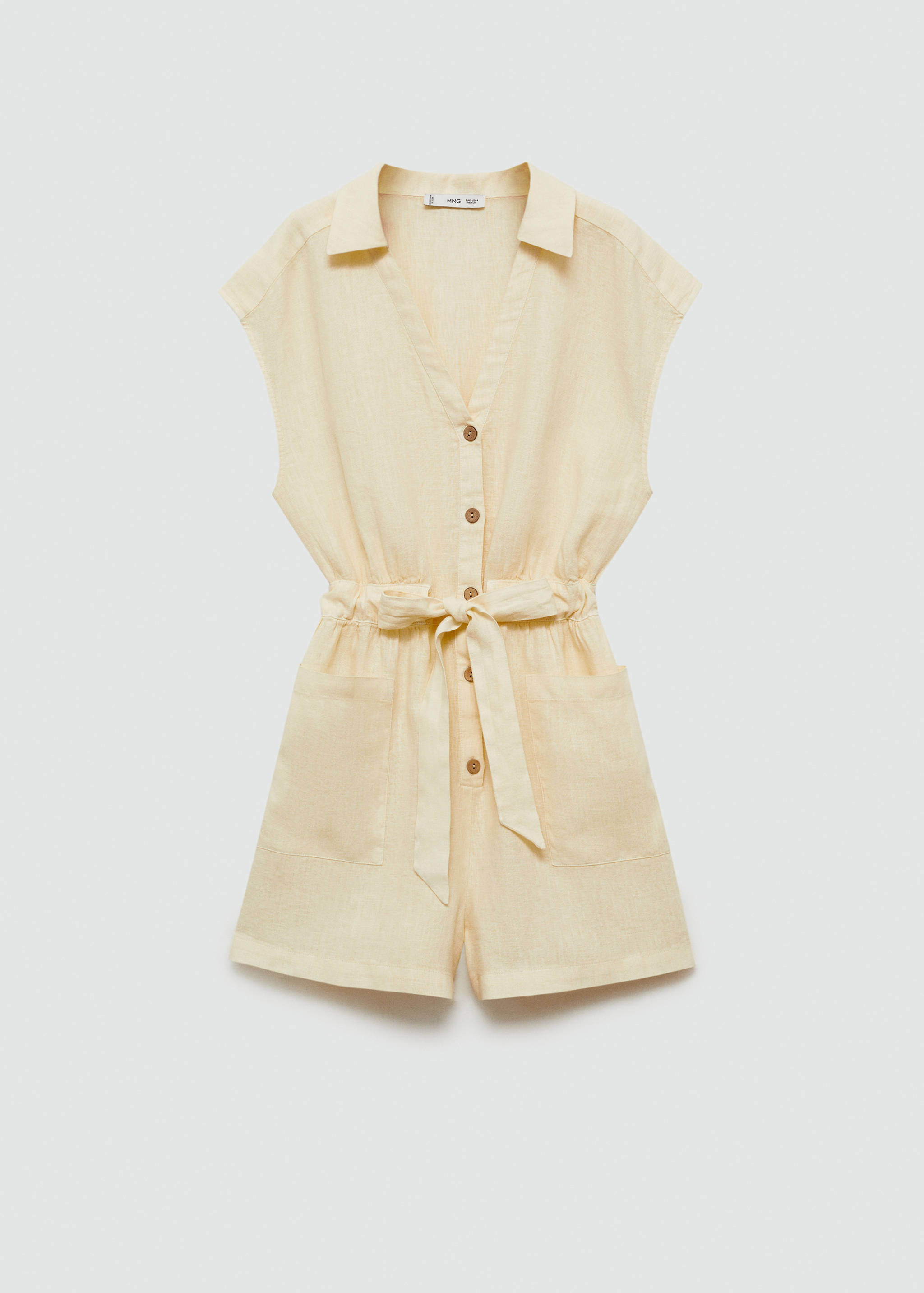 Korte linnen jumpsuit met strik - Artikel zonder model