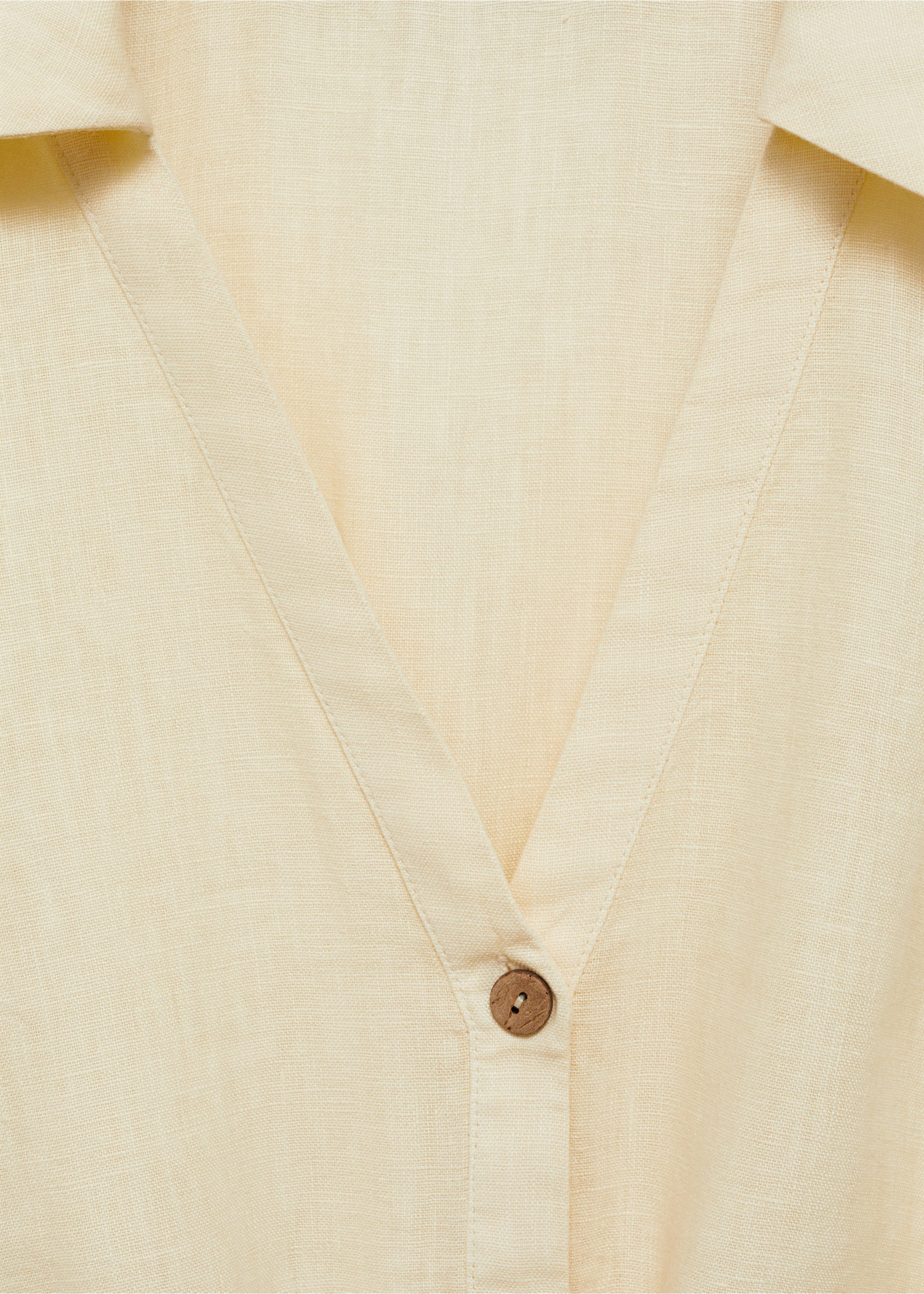 Short linen jumpsuit with bow - Details of the article 0, Pastel Yellow. Ref: 77080352-00.
