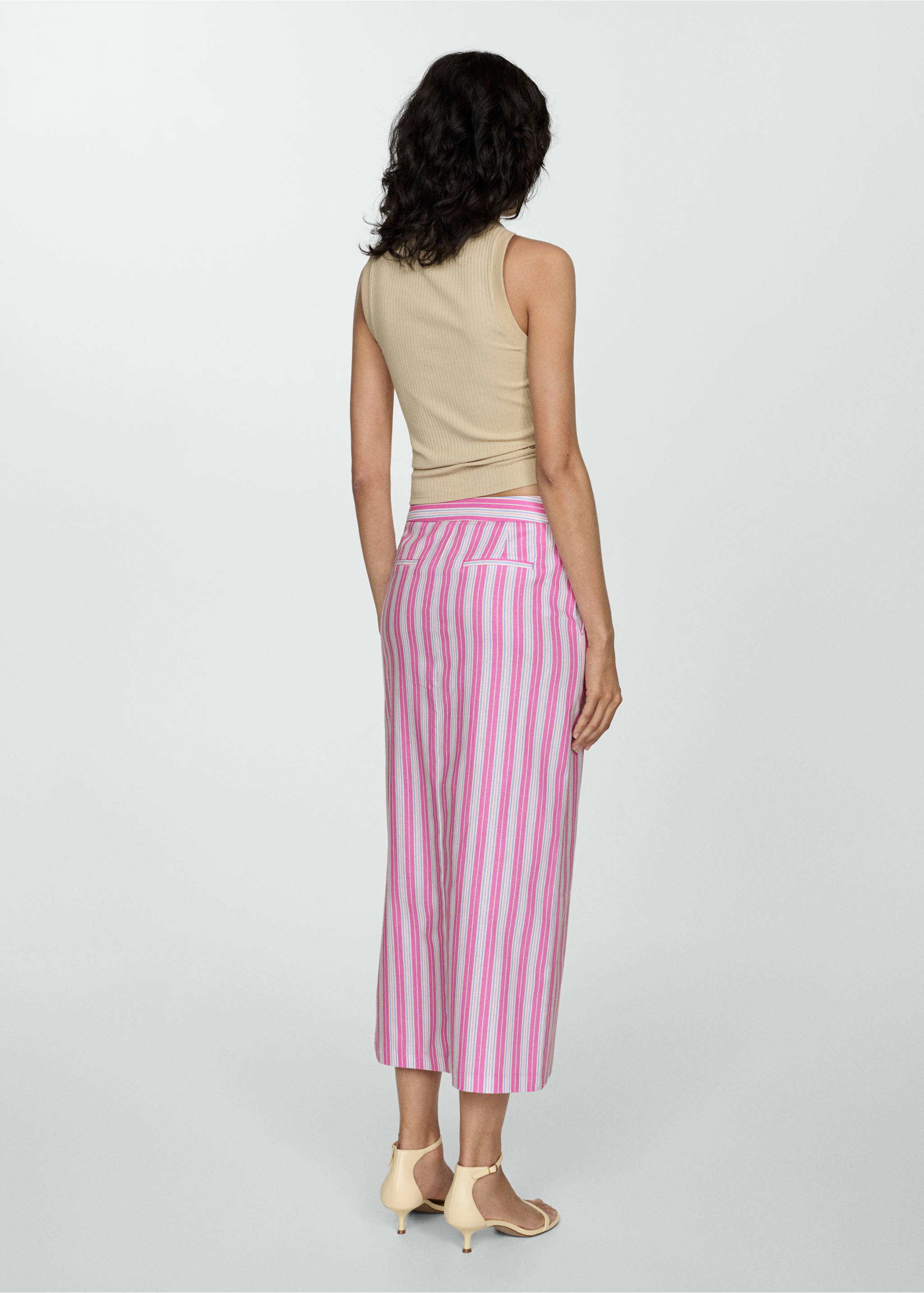 Slit striped skirt - Reverse of the article, Pink. Ref: 77080353-00.