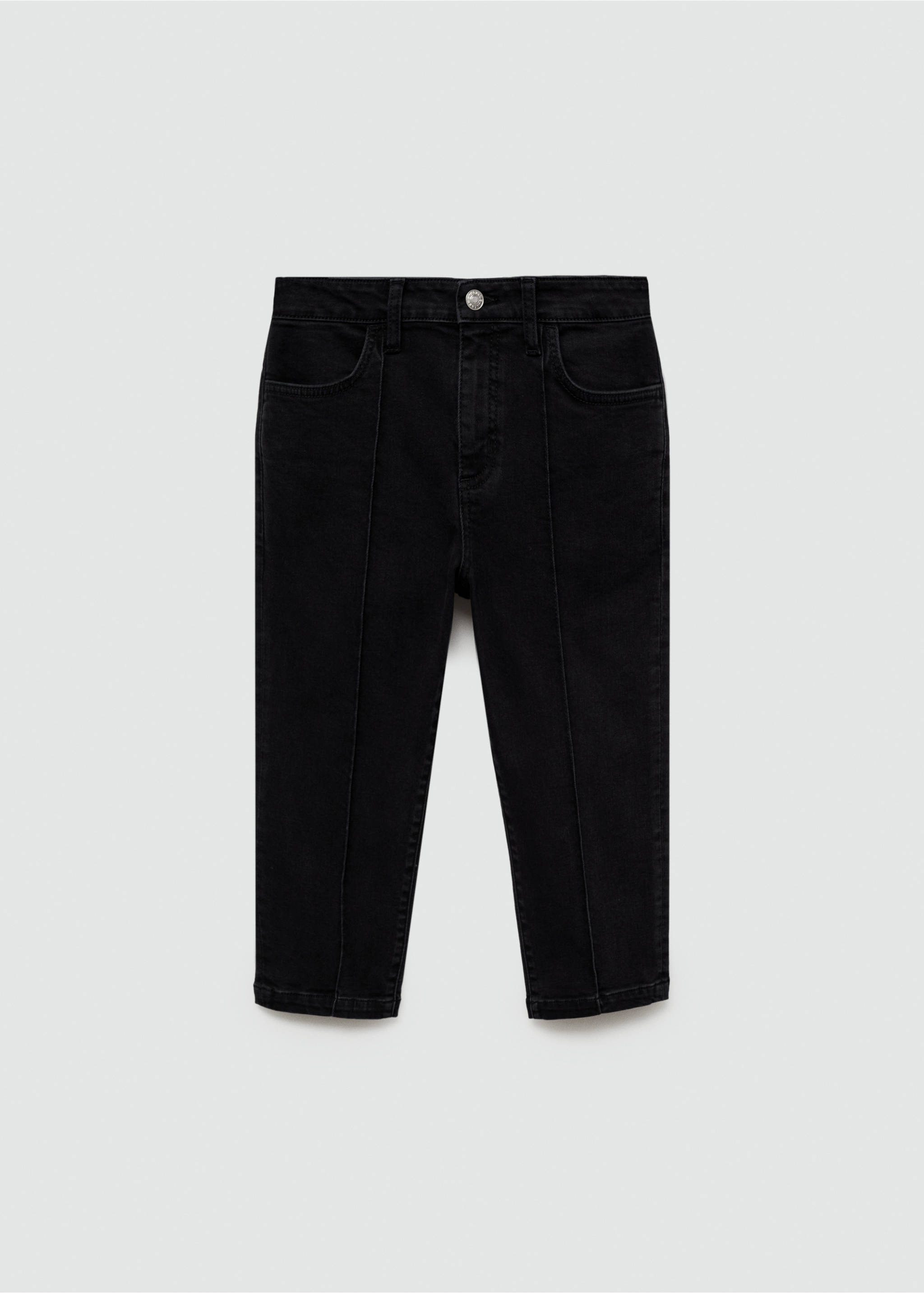 Slim capri jeans with decorative stitching - Article without model, Black denim. Ref: 77080354-00.