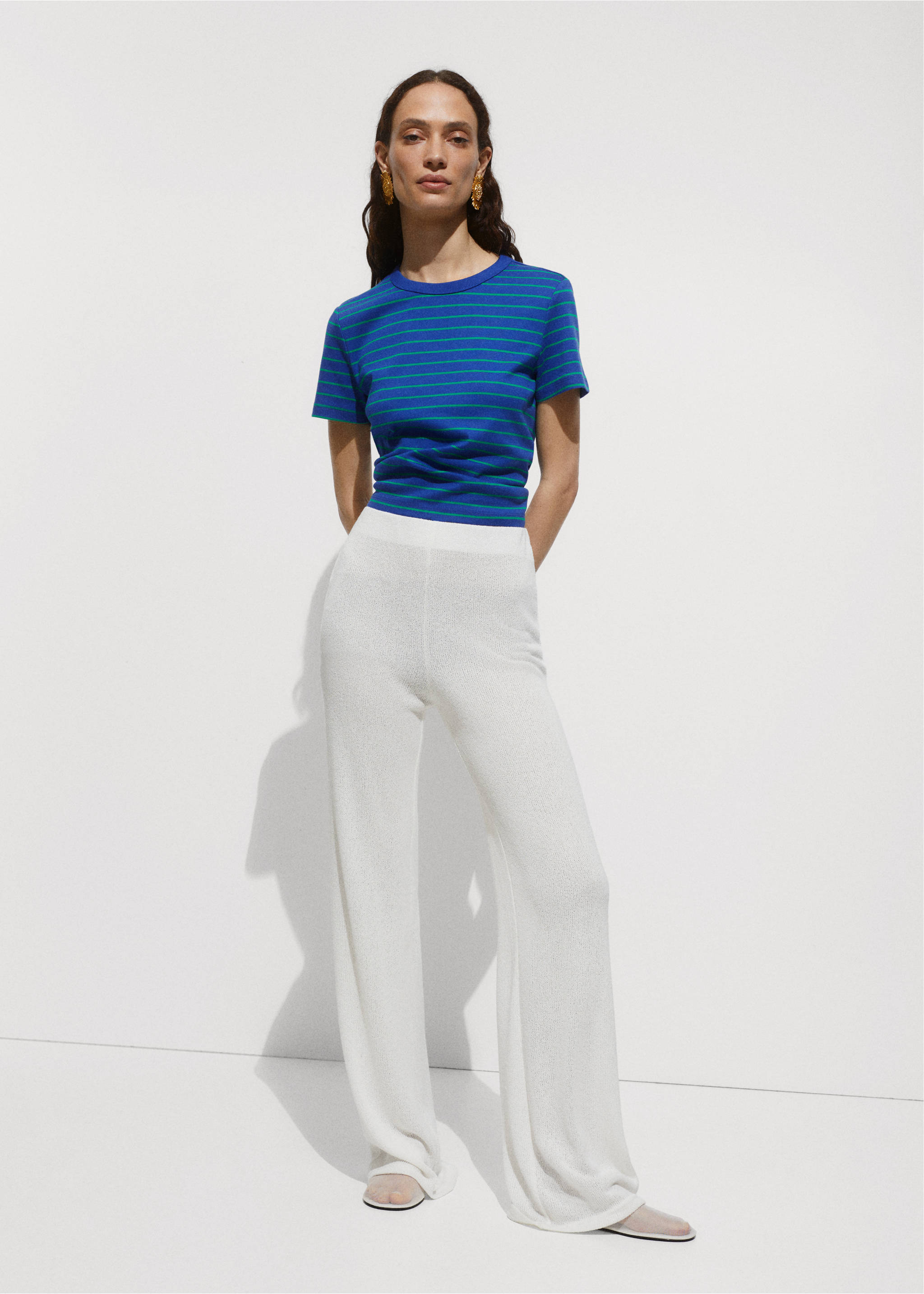 Pantalon droit maille - Détail de l'article 2, Blanc. Ref: 77080364-00.