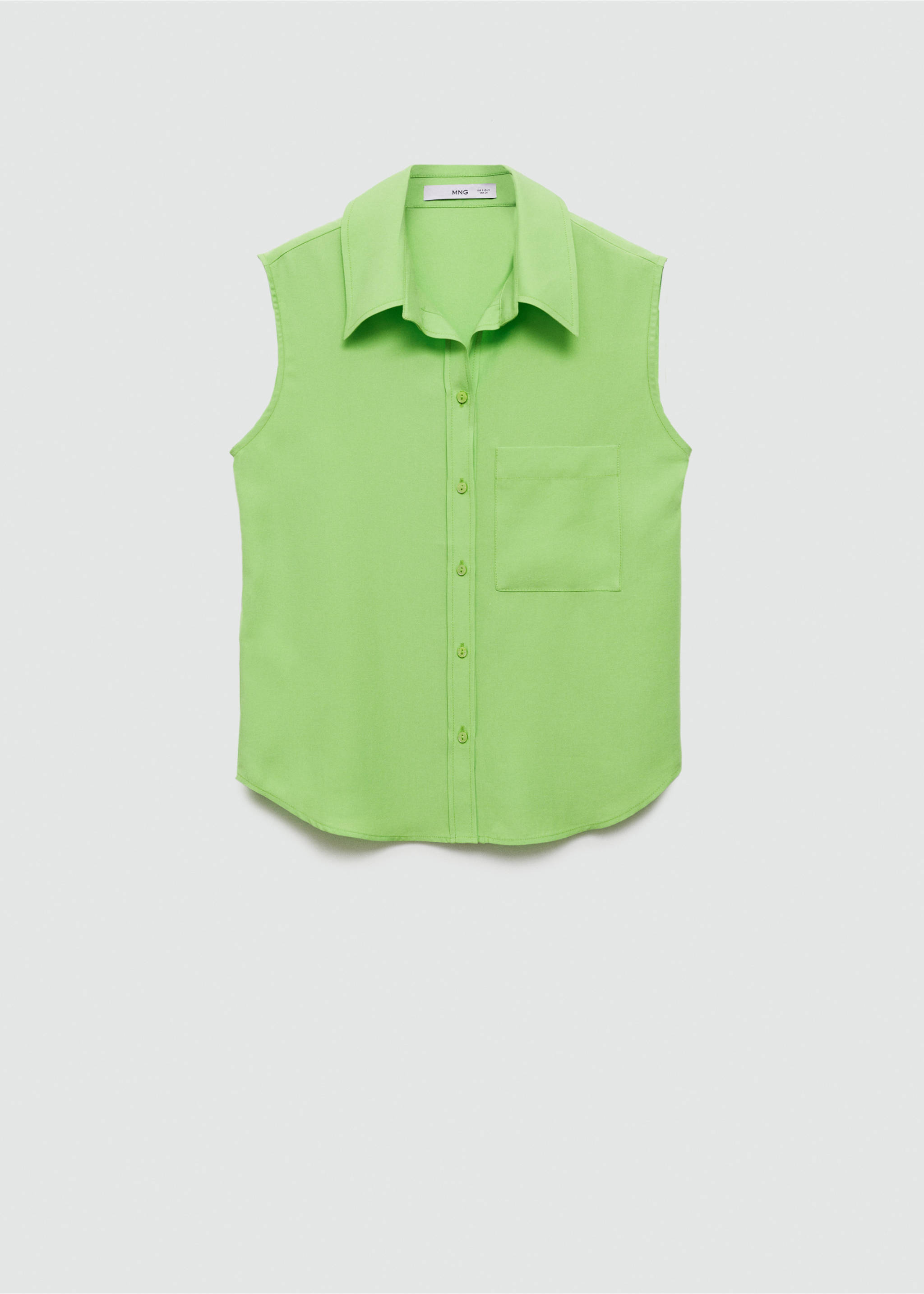 Lyocell sleeveless shirt - Article without model, Green. Ref: 77080365-00.