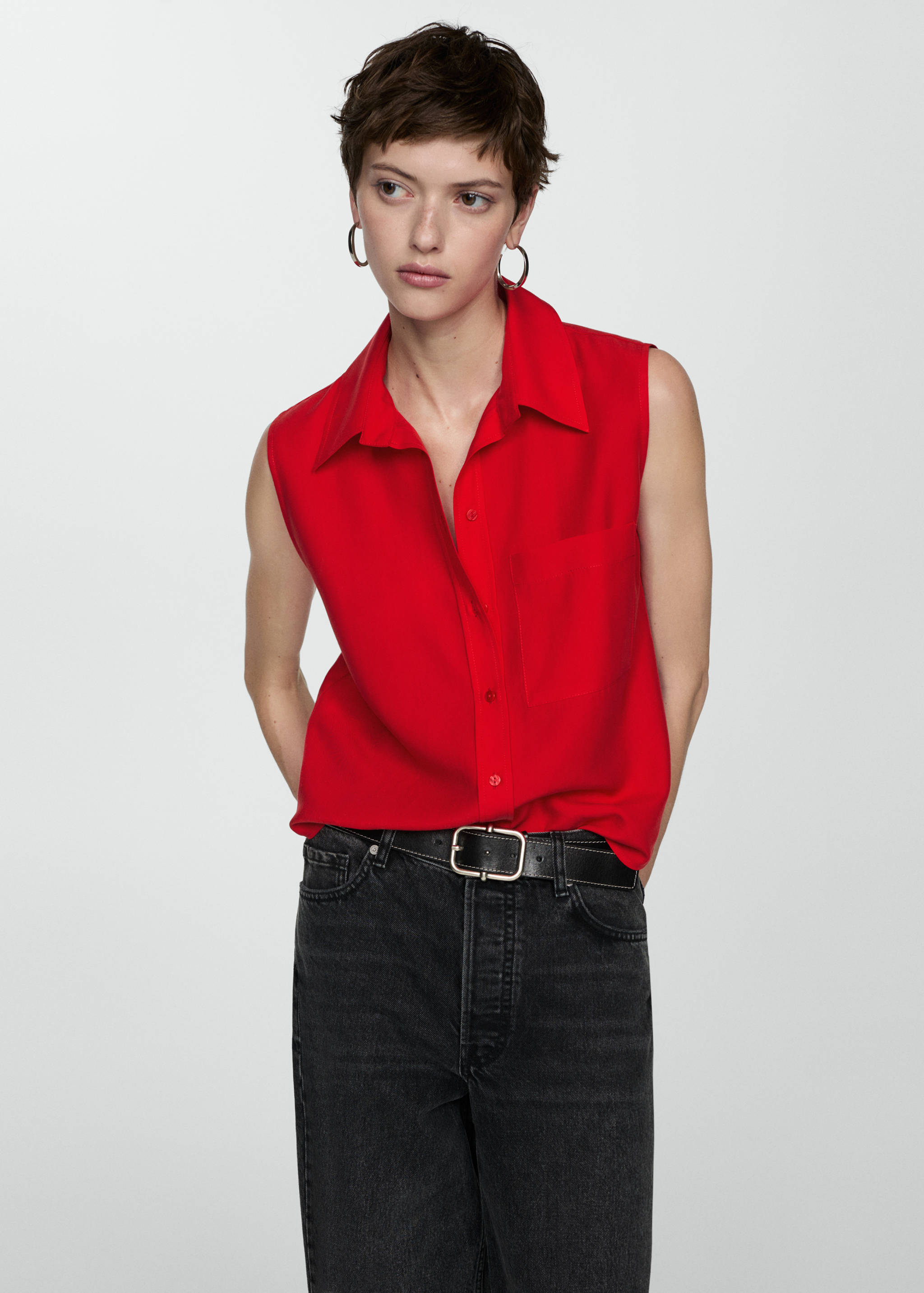 Lyocell sleeveless shirt - Medium plane