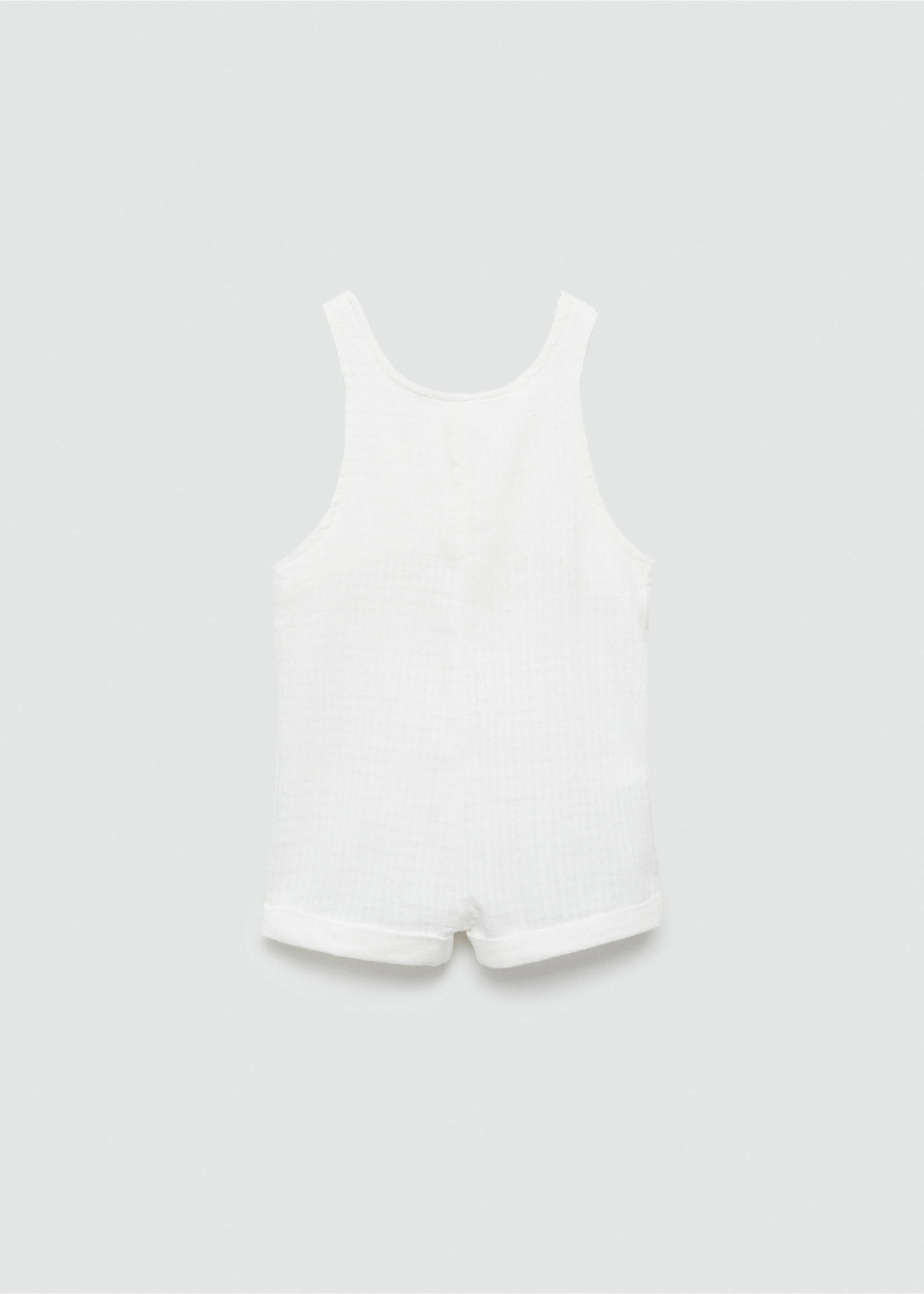 White baby romper shown from the back with a scoop neck and rolled cuffs., Off White. Ref: 77080381-00.
