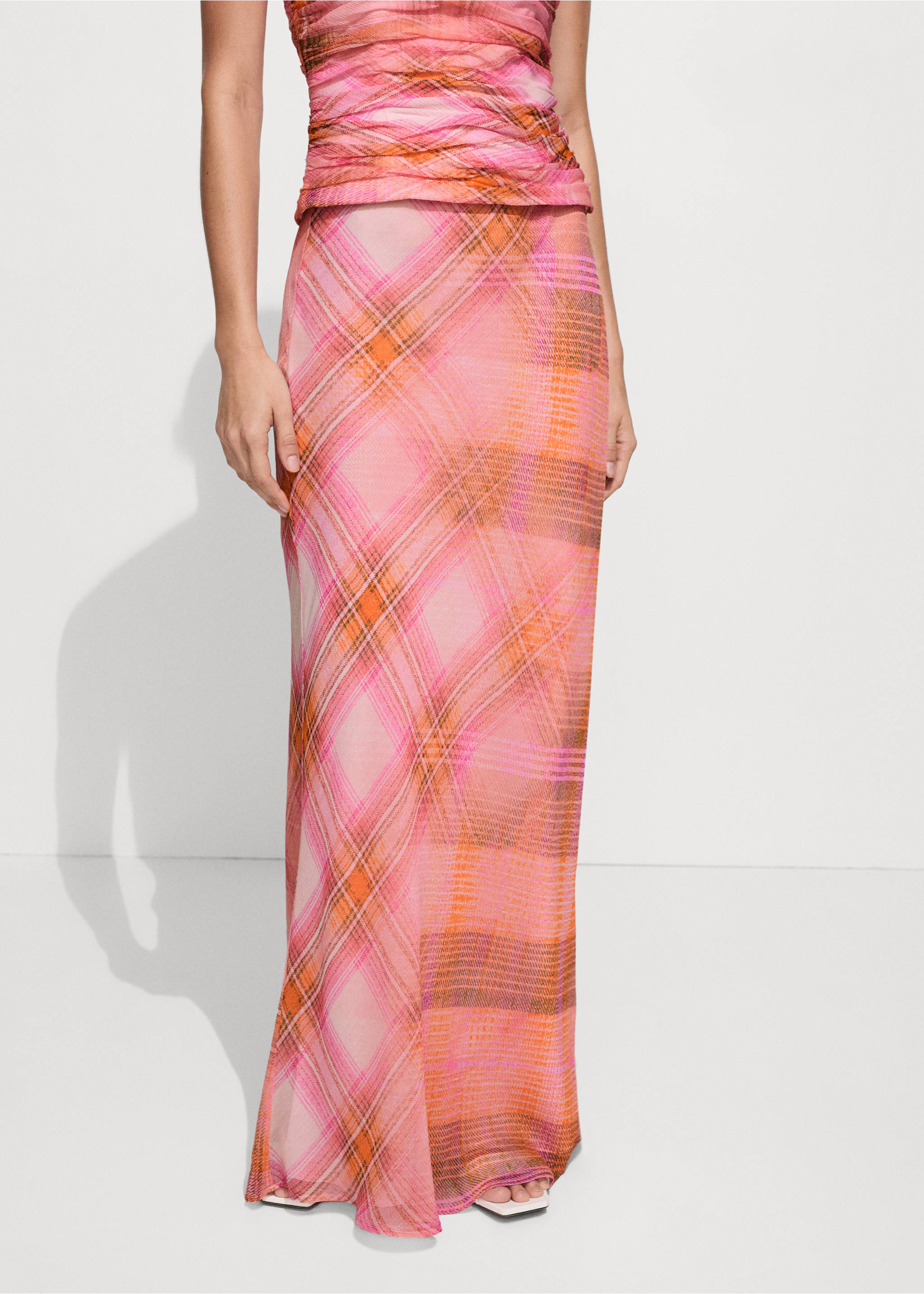 Saia comprida estampada - Plano médio, Laranja. Ref: 77080383-00.