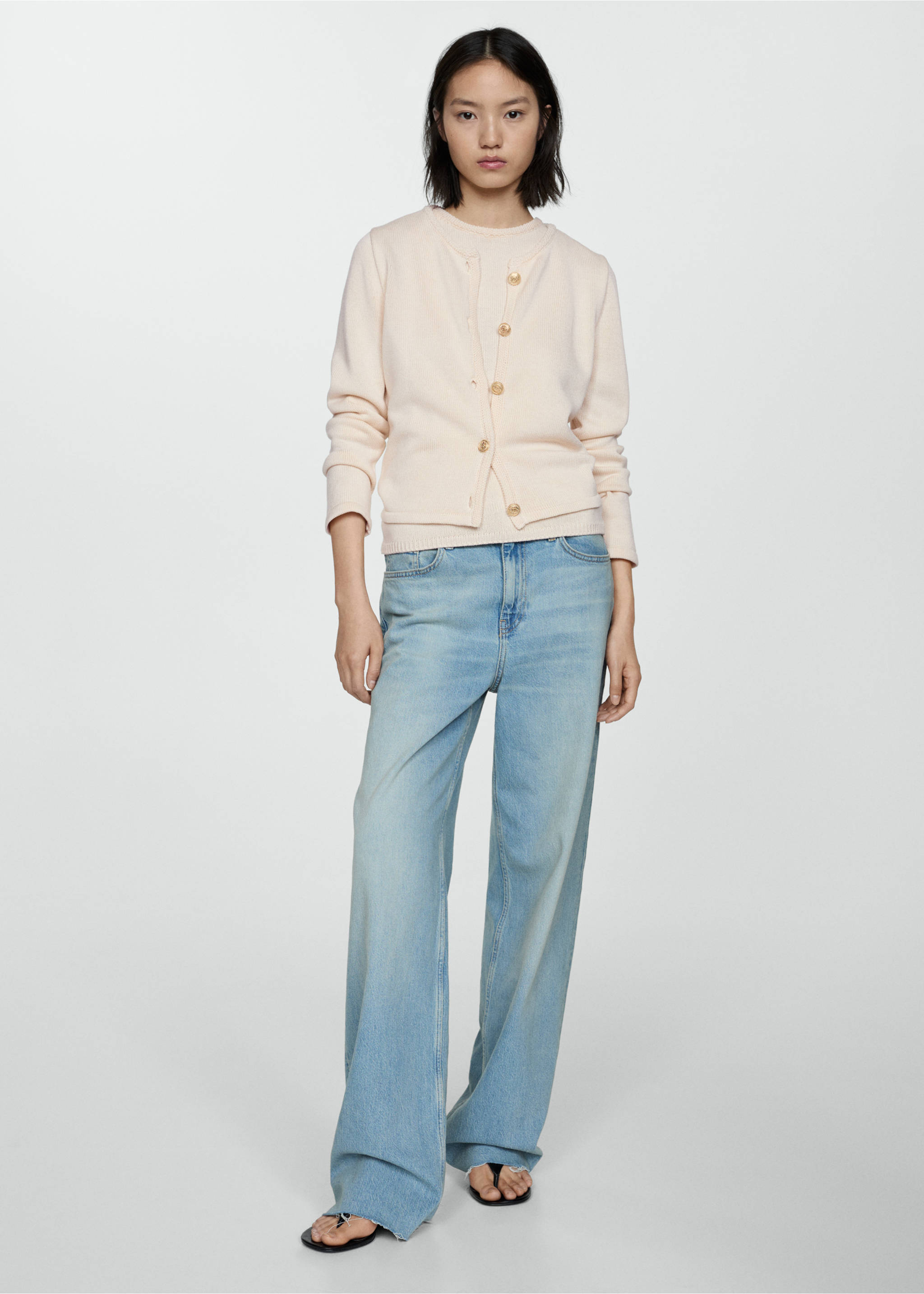 Stickad cardigan juvelknappar - Allmän bild, Rå. Ref: 77080389-00.