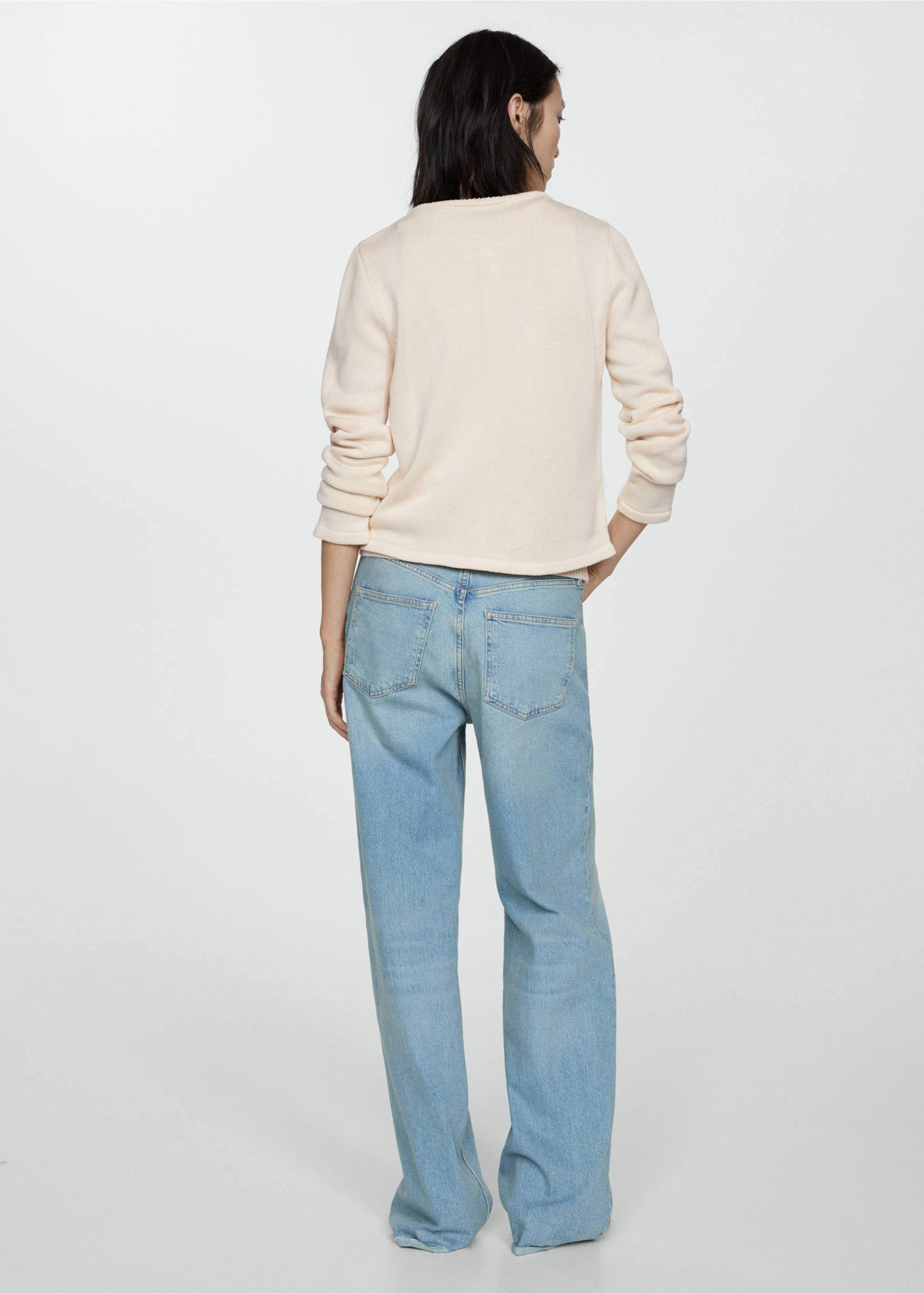 Stickad cardigan juvelknappar - Artikelns baksida, Rå. Ref: 77080389-00.