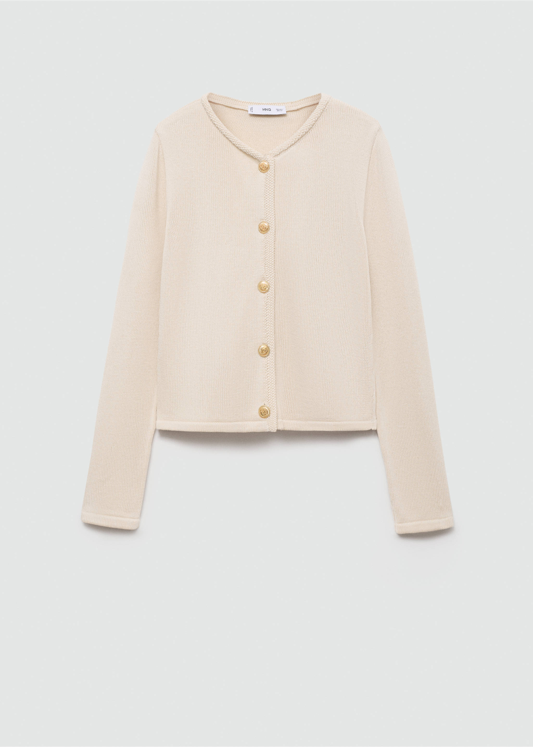 Stickad cardigan juvelknappar - Artikel utan modell, Rå. Ref: 77080389-00.