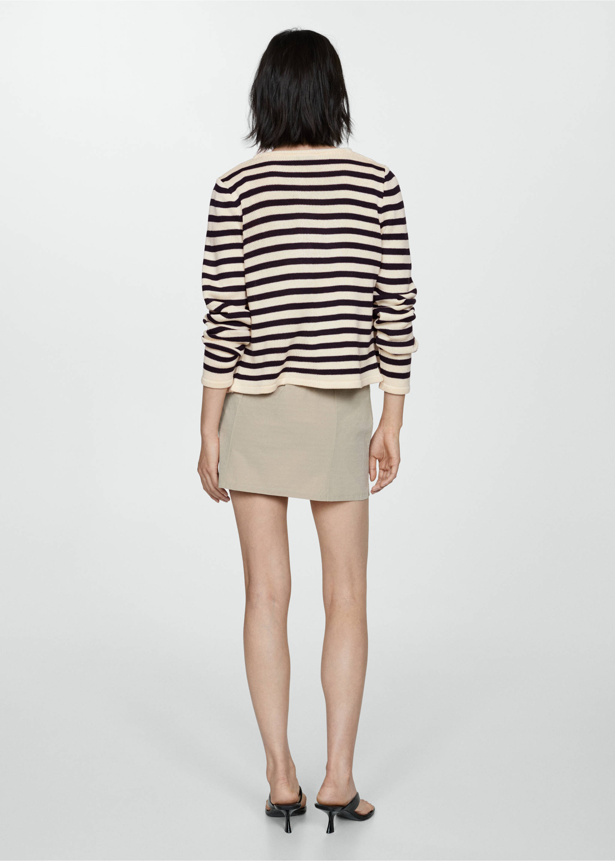 Cardigan maille boutons bijoux - Verso de l’article, Bleu marine foncé. Ref: 77080389-00.