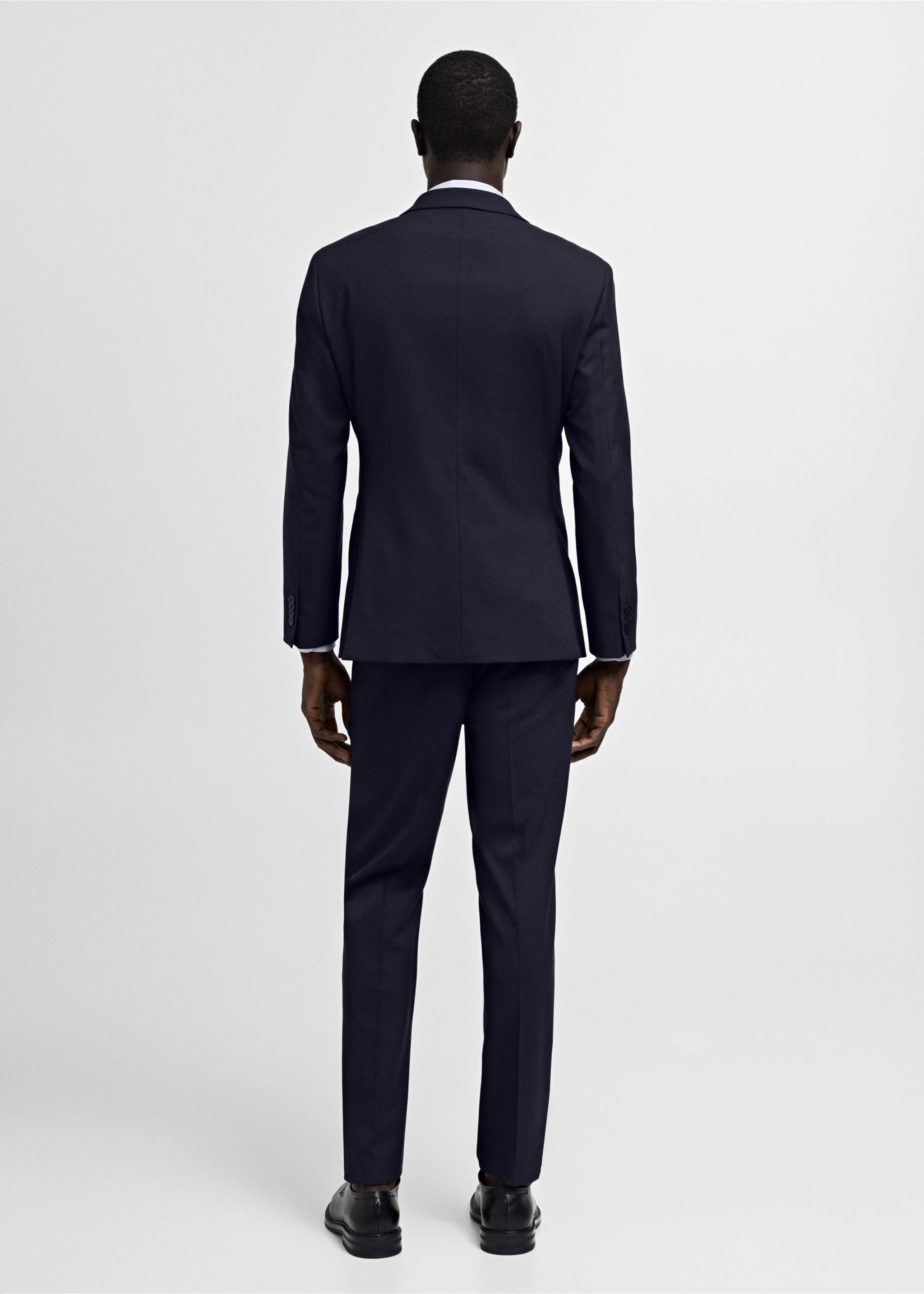 Slim Fit-Anzugjacke aus Comfort-Stretch-Gewebe - Rückseite des Artikels, Dunkles Marineblau. Ref: 77080567-00.