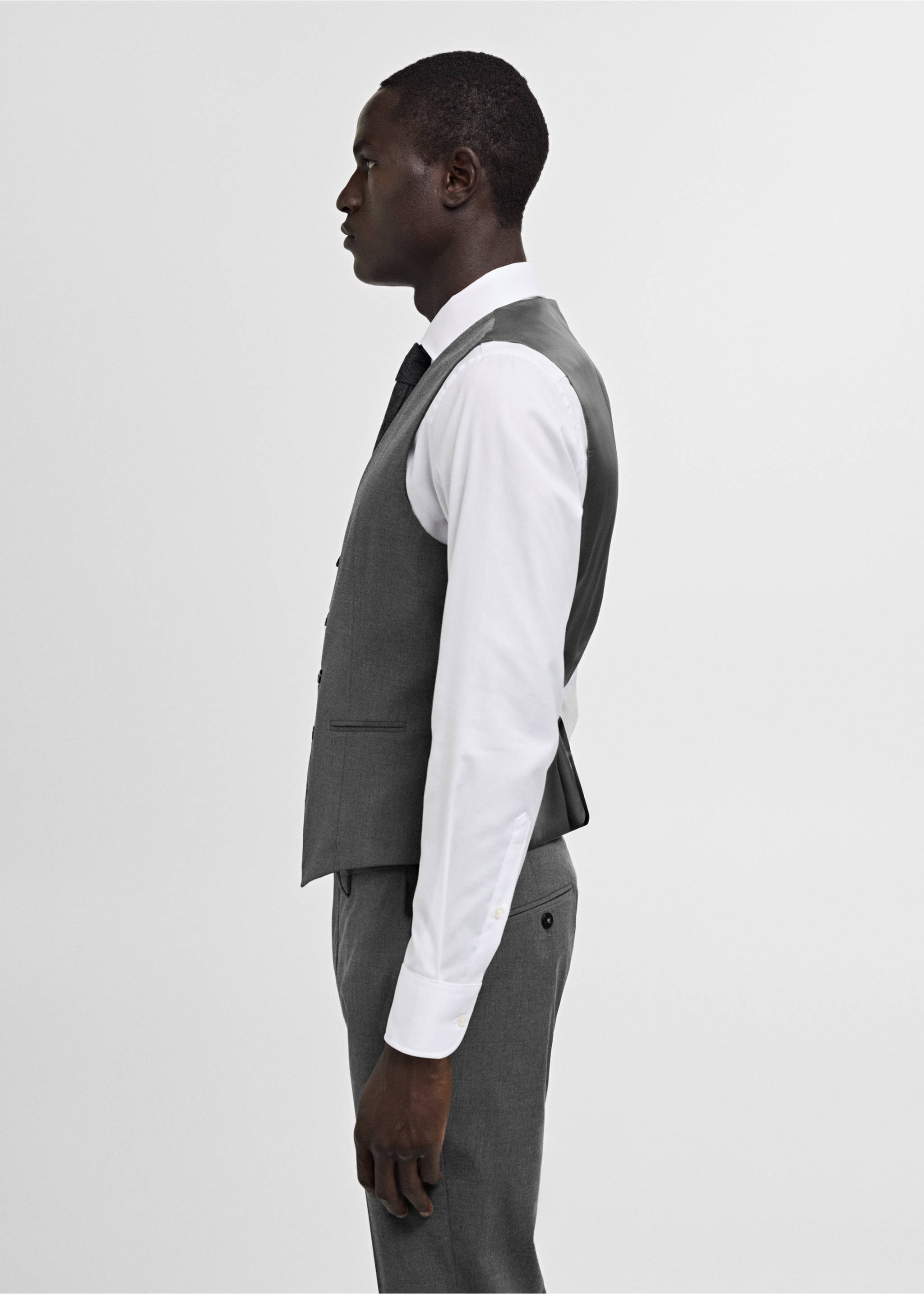 Armilla vestit slim fit teixit strech - Detall de l'article 2, Gris. Ref: 77080568-00.
