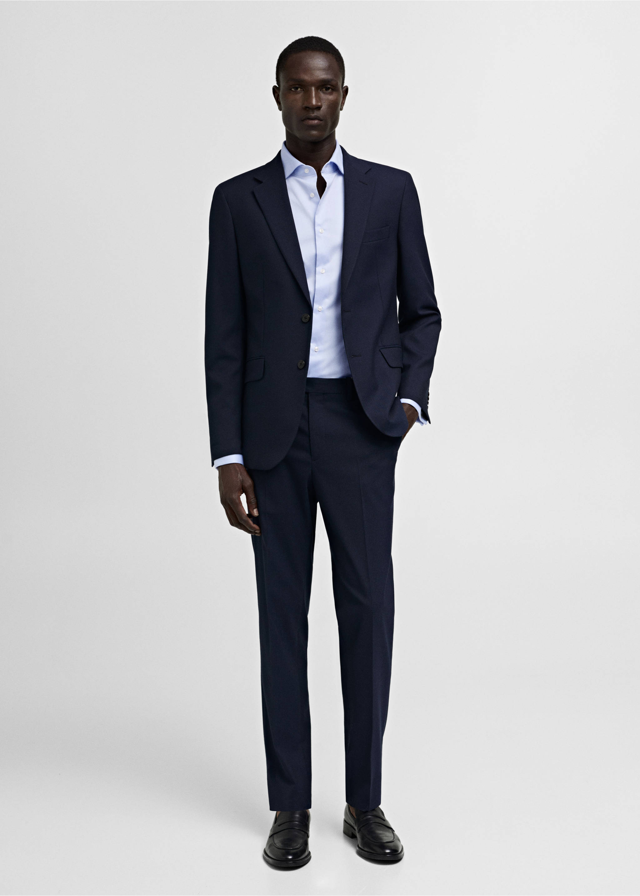 Penskjorte med mansjetter, i twillstoff,  slim-fit - Total bildeutsnitt, Himmelblå. Ref: 77080569-00.