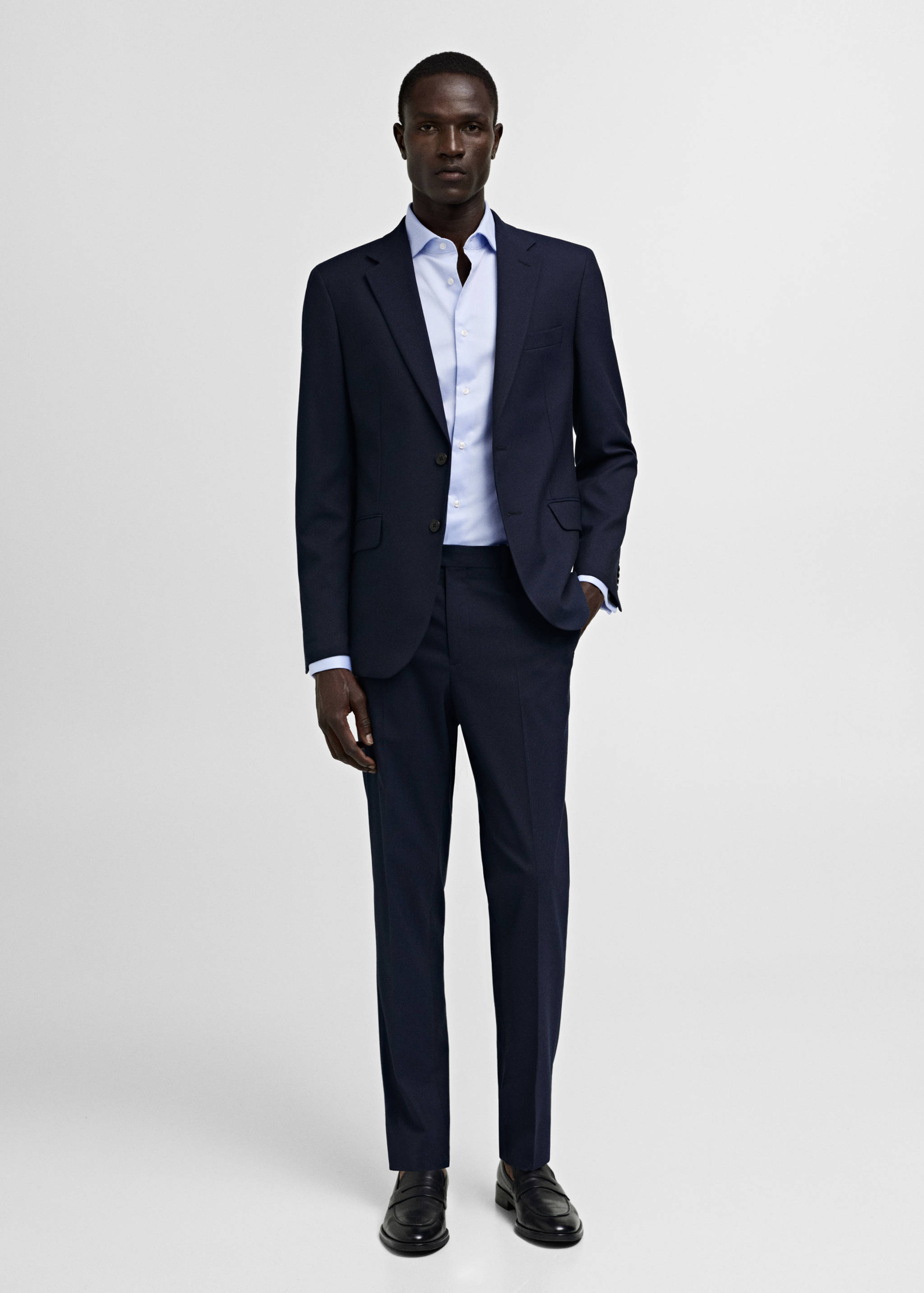 Slim-fit twill fabric suit with shirt cufflinks - General plane