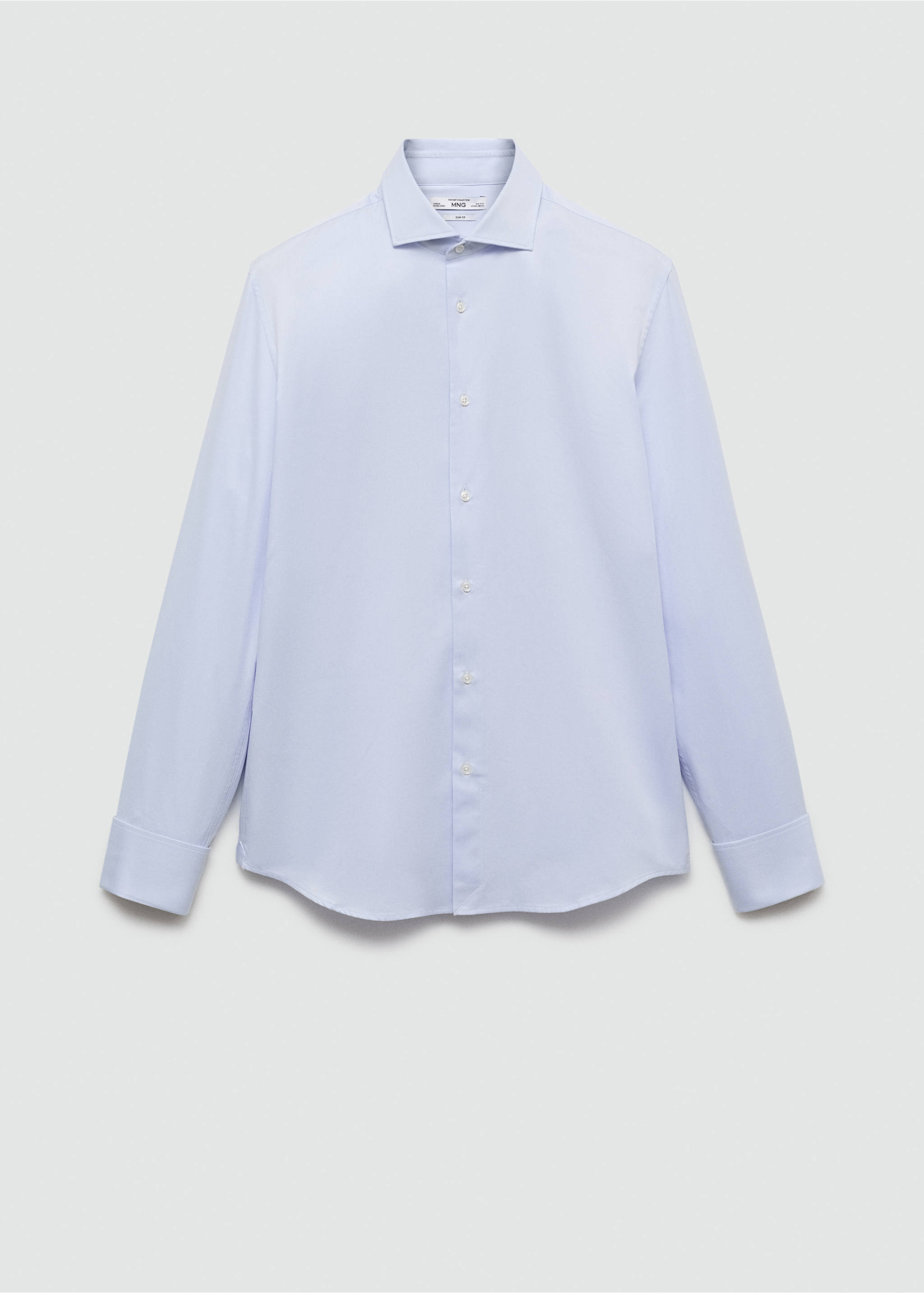 Slim-Fit-Oberhemd mit Manschettenknöpfen aus Twillgewebe - Artikel ohne Model, Himmelblau. Ref: 77080569-00.