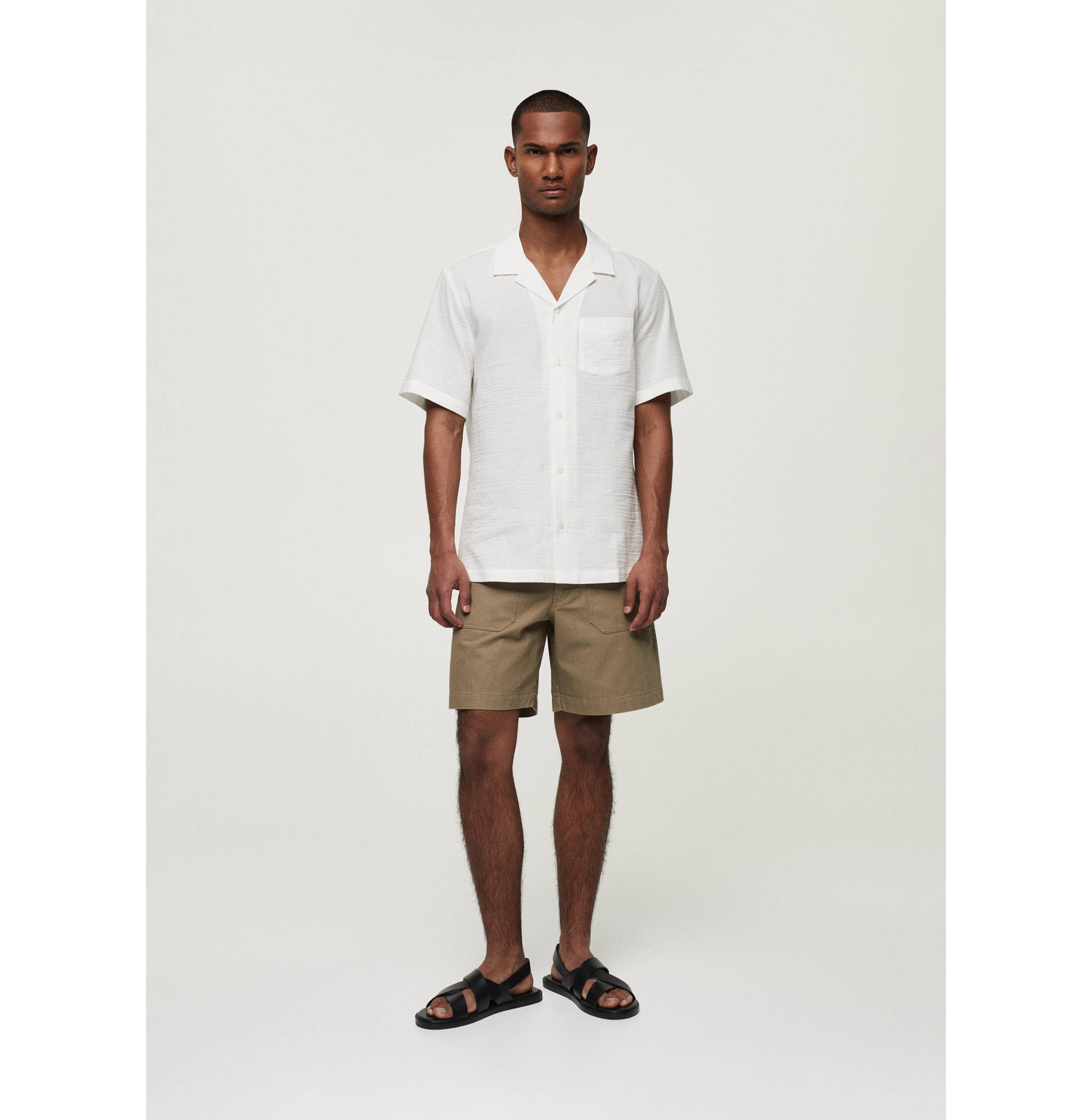 Regular-fit 100% seersucker cotton shirt - General plane