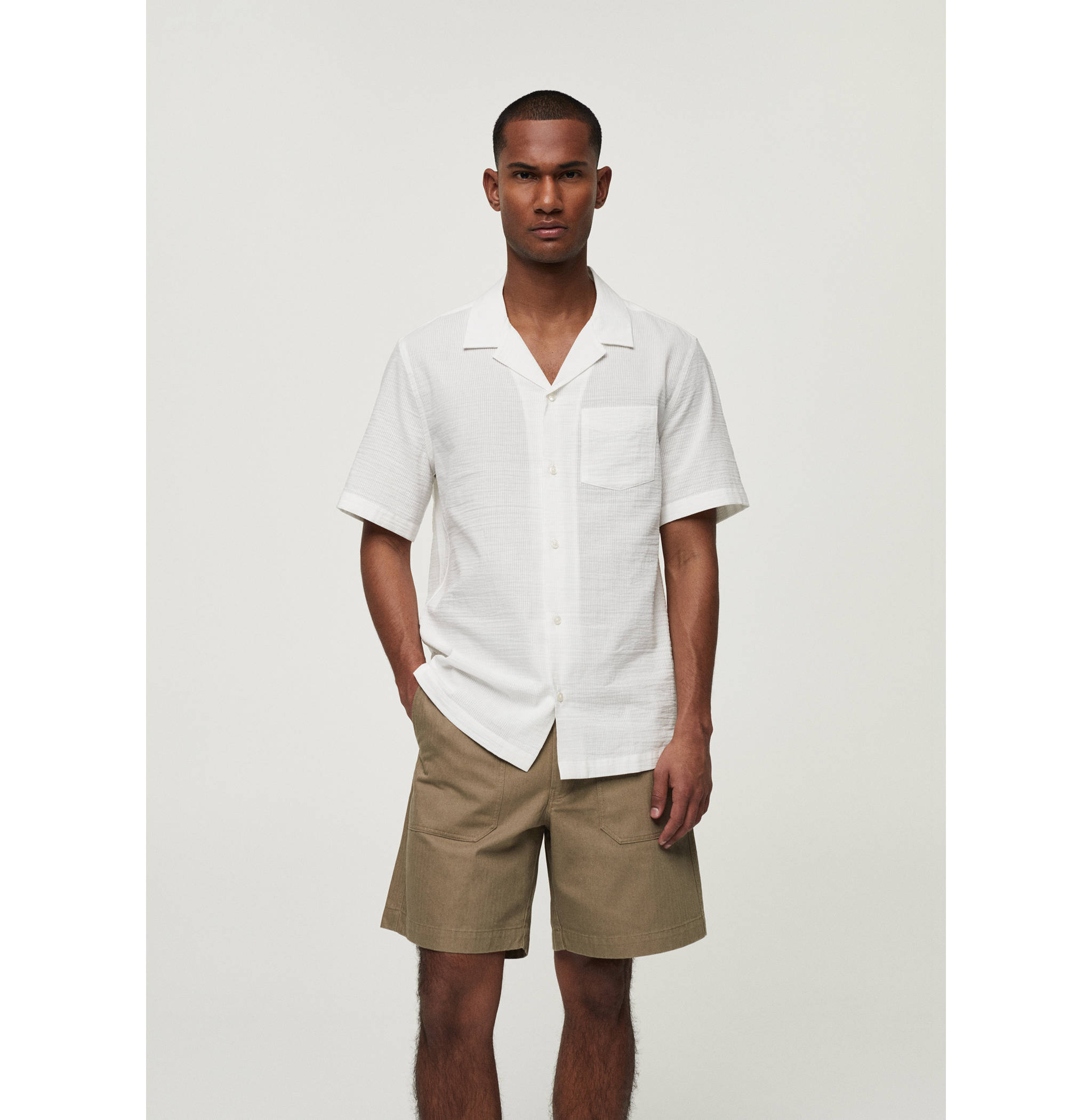 Regular-fit 100% seersucker cotton shirt - Medium plane