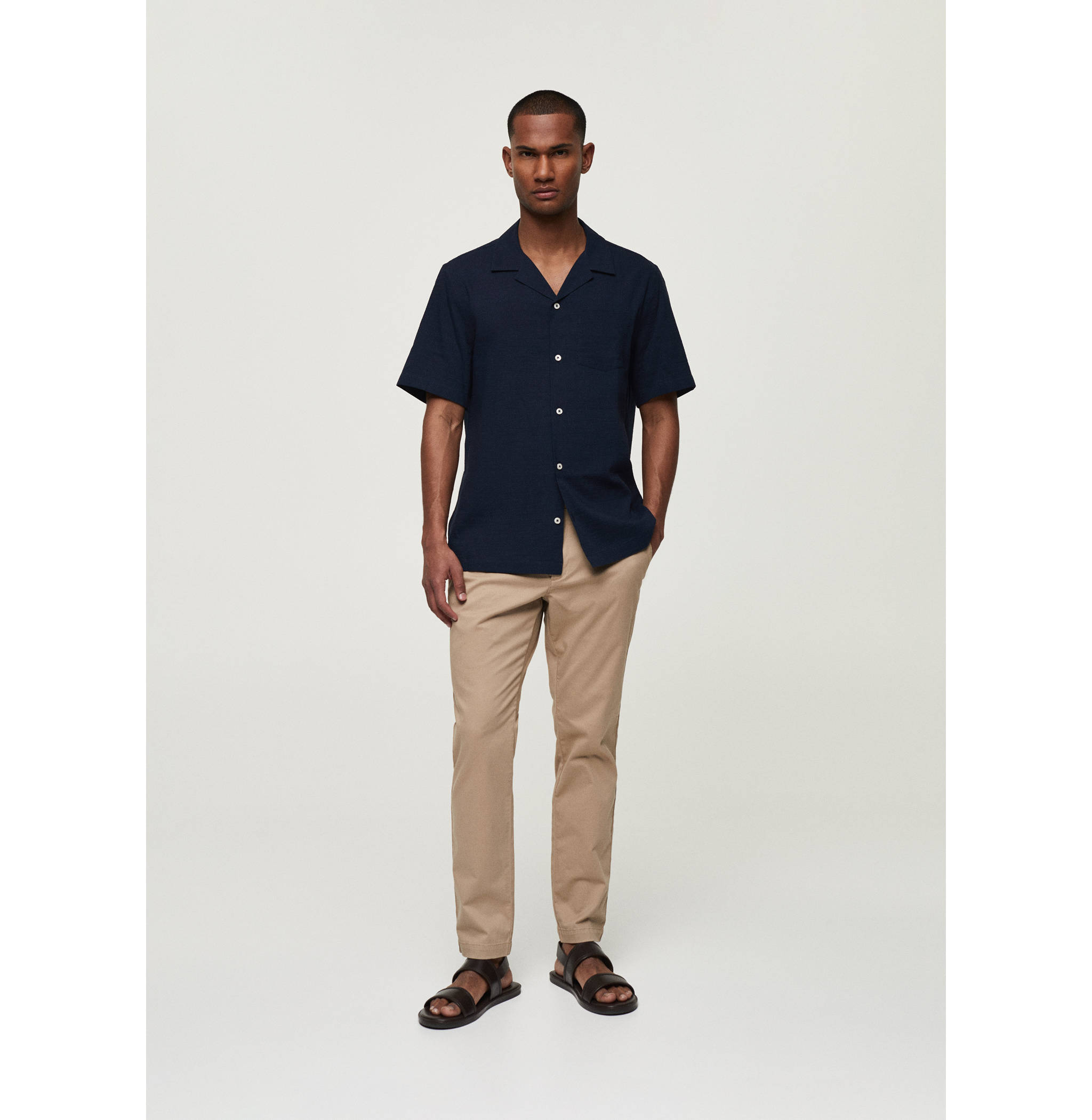 Regular-fit 100% seersucker cotton shirt - General plane