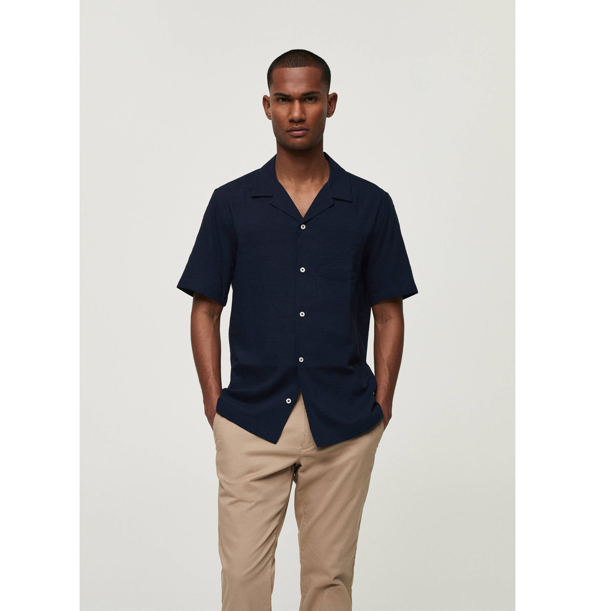 Regular-fit 100% seersucker cotton shirt - Medium plane