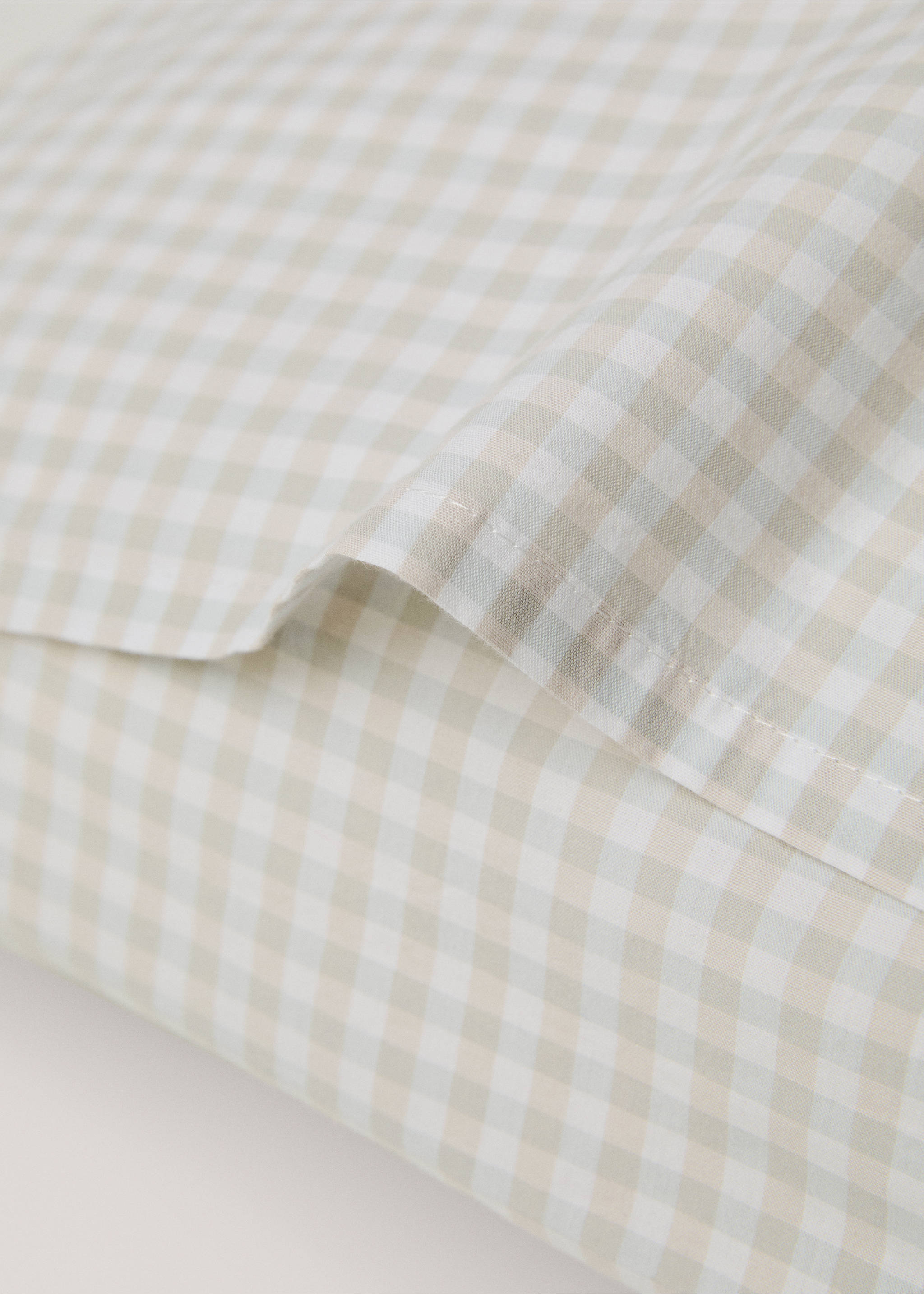 Vichy printed pillowcase 50X75cm - Details of the article 1, Aqua Green. Ref: 77080576-00.