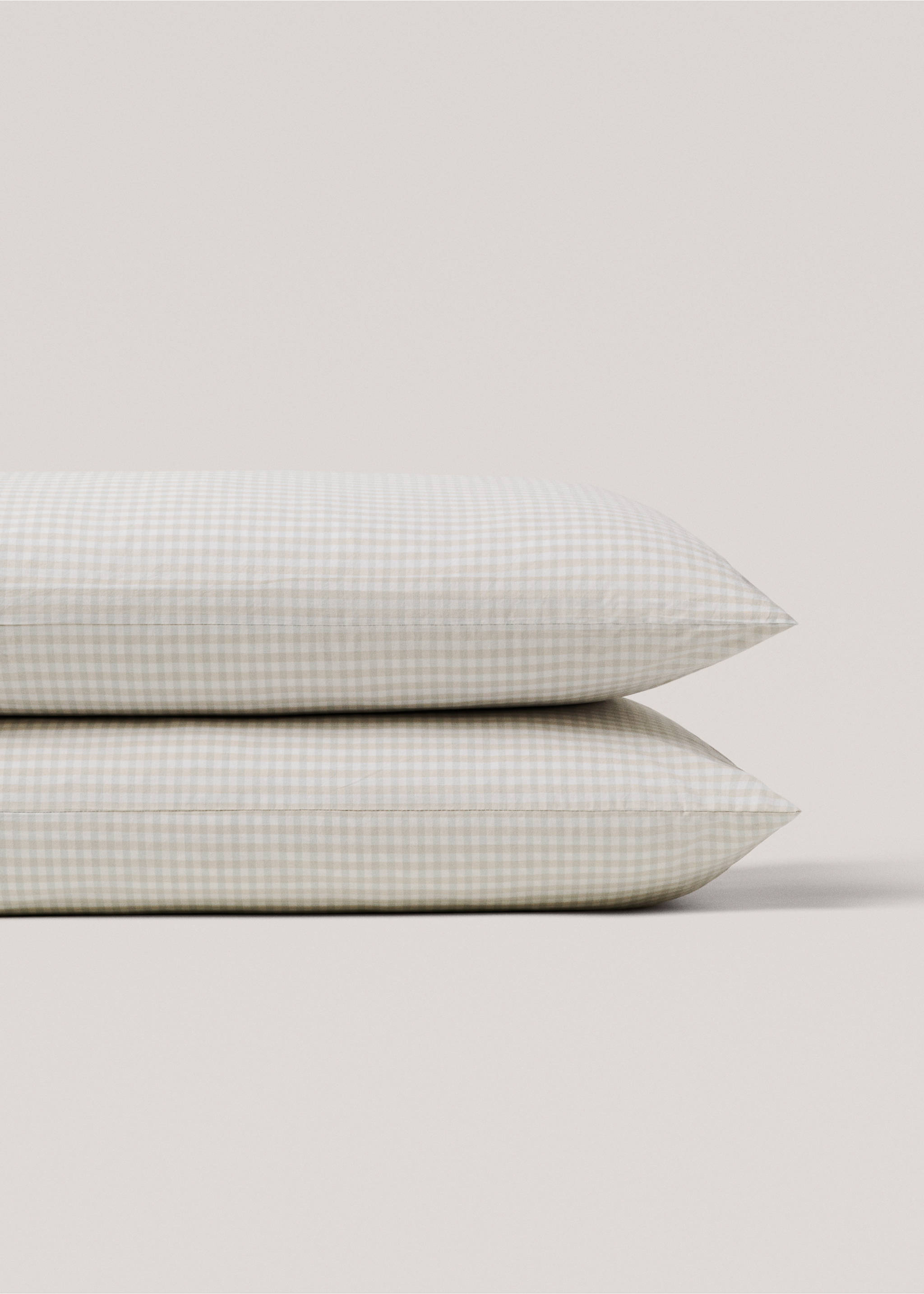 Vichy printed pillowcase 50X75cm - Details of the article 3, Aqua Green. Ref: 77080576-00.