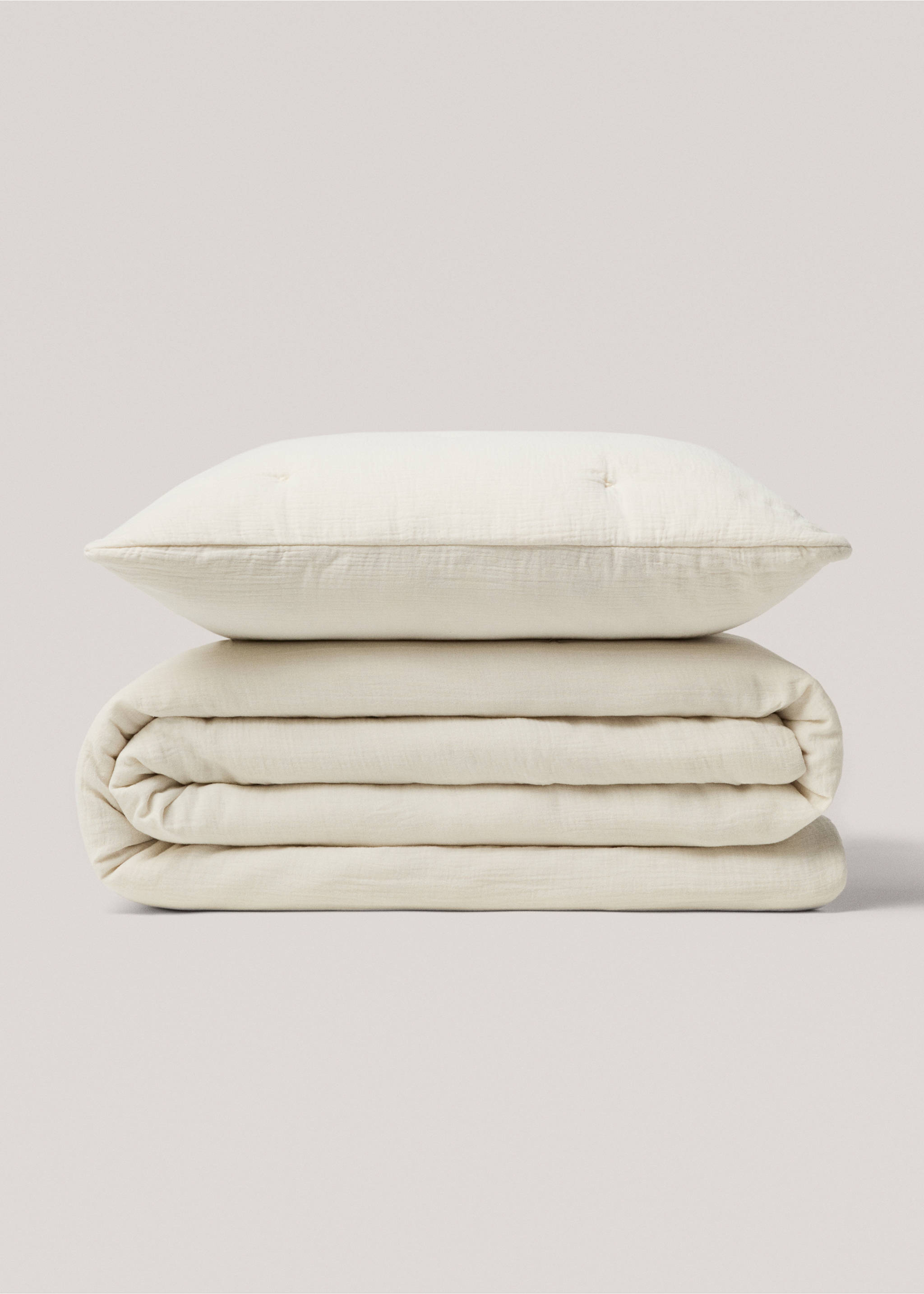 Padded cotton cushion case - Details of the article 4, Light/Pastel Grey. Ref: 77080580-00.