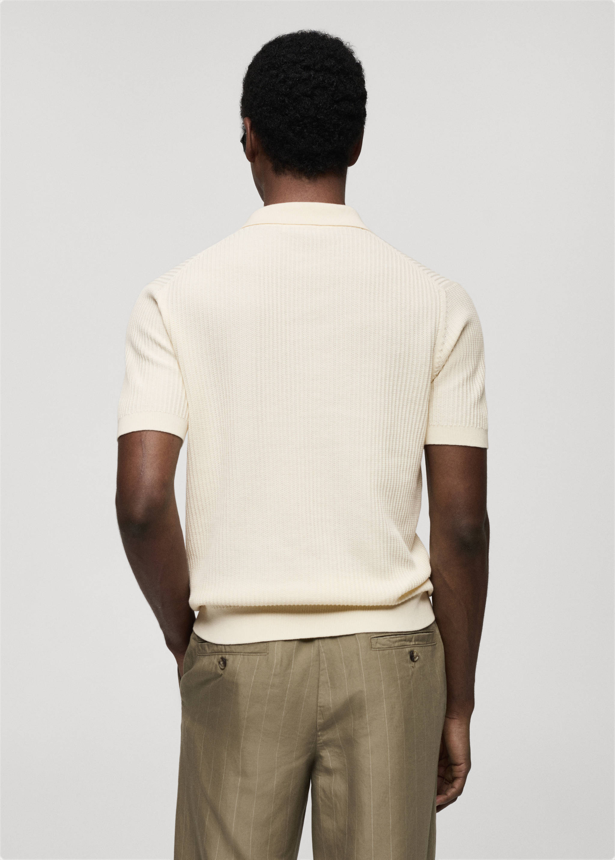 Ribbed cotton knitted polo shirt - Reverse of the article