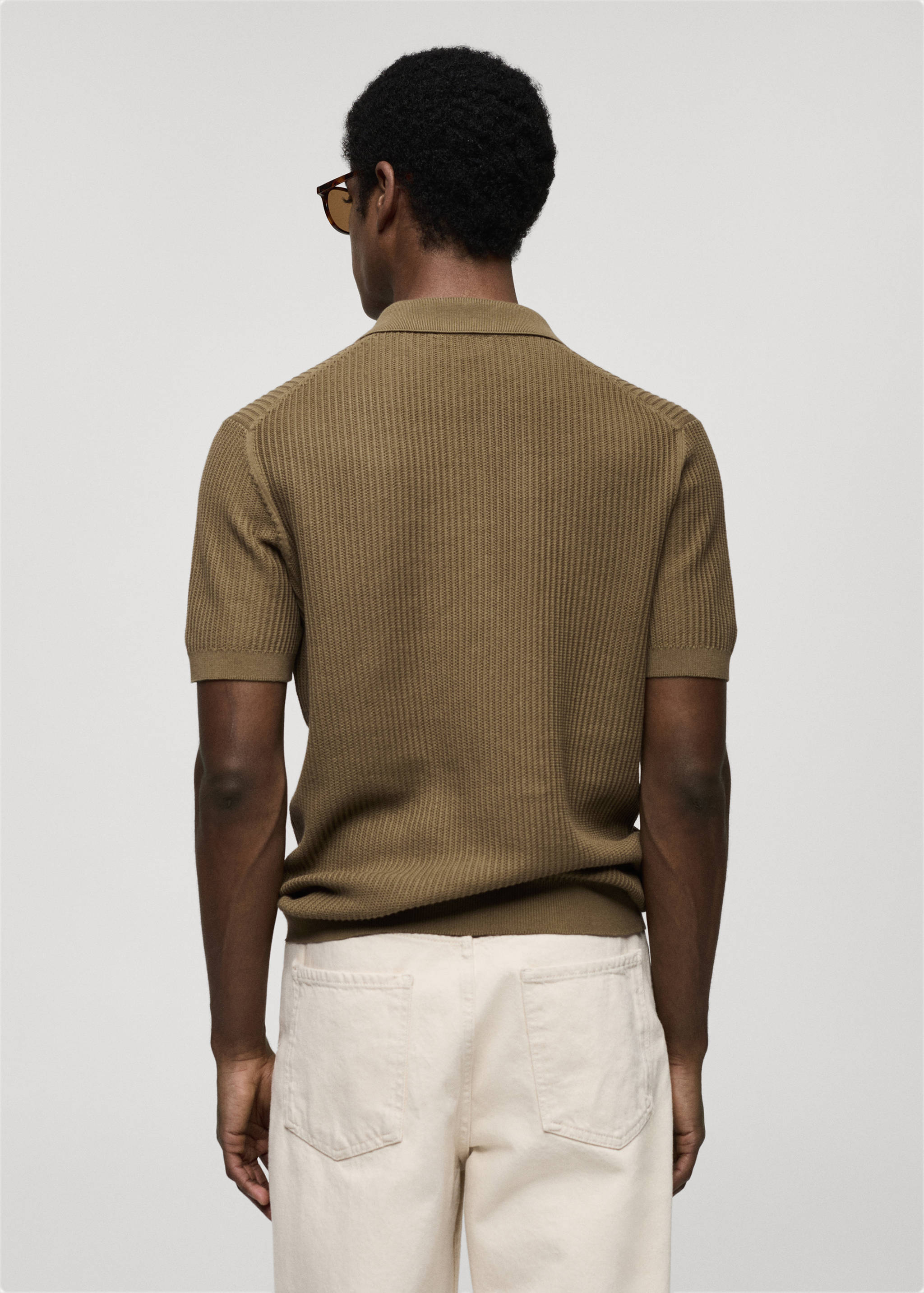 Ribbed cotton knitted polo shirt - Reverse of the article