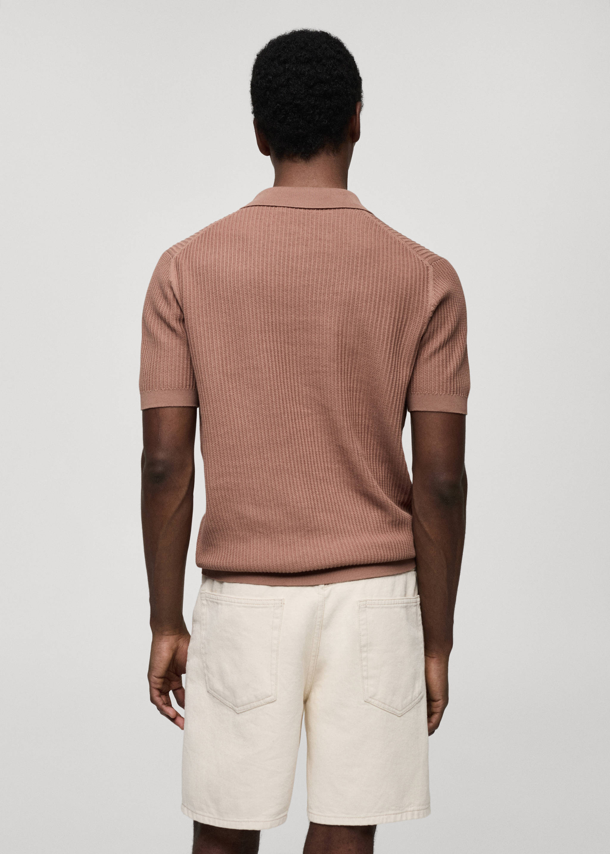 Ribbed cotton knitted polo shirt - Reverse of the article