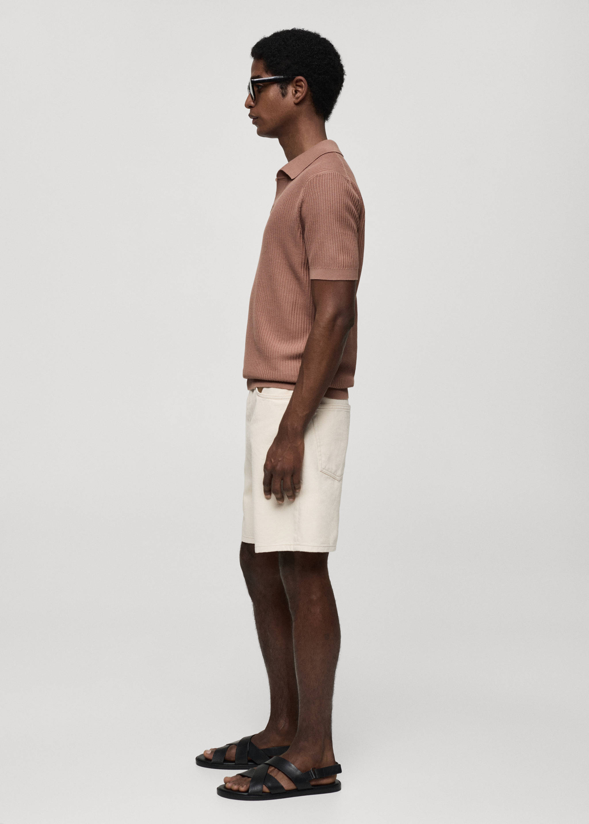 Ribbed cotton knitted polo shirt - Details of the article 2