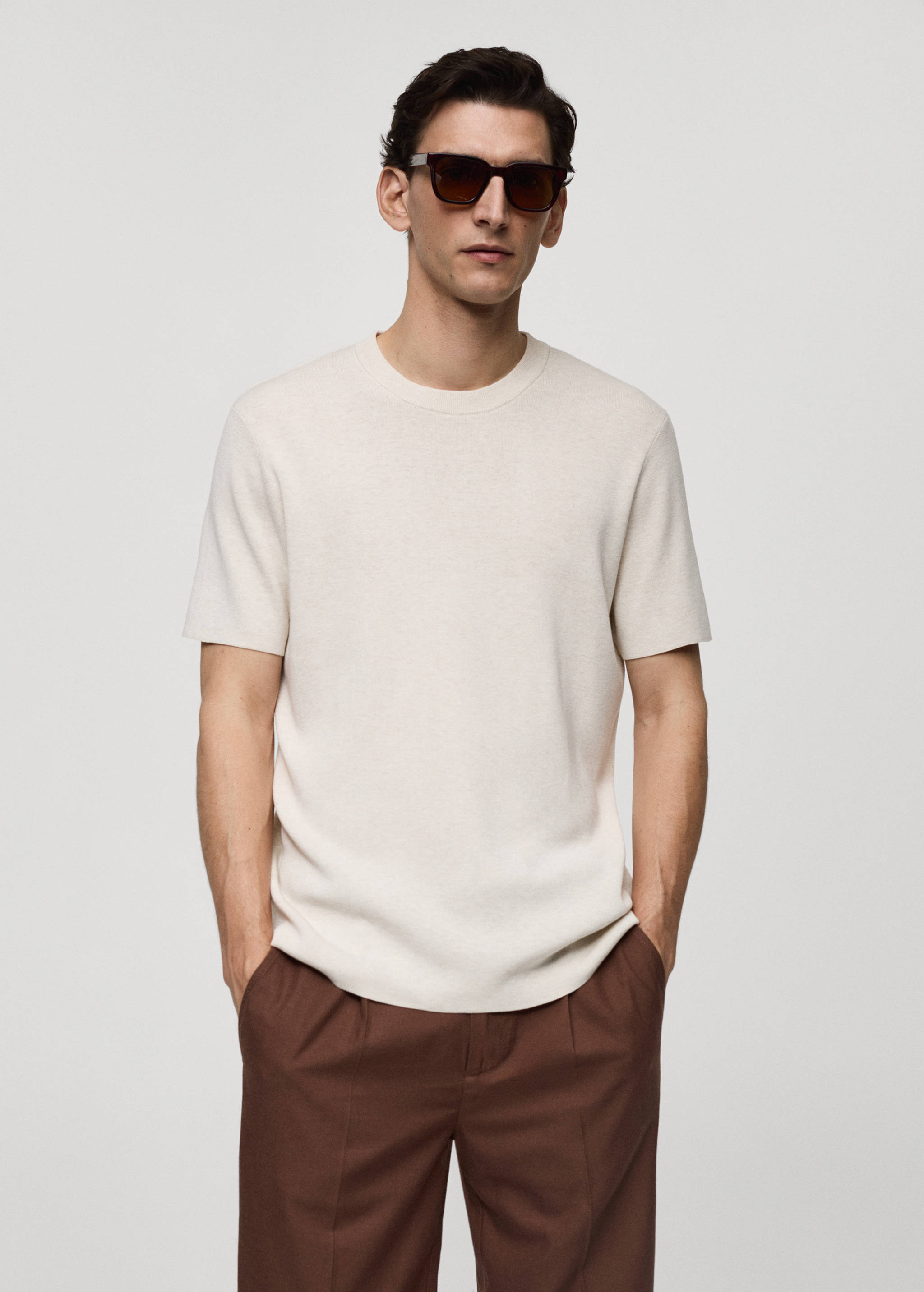 Knit cotton T-shirt - Medium plane