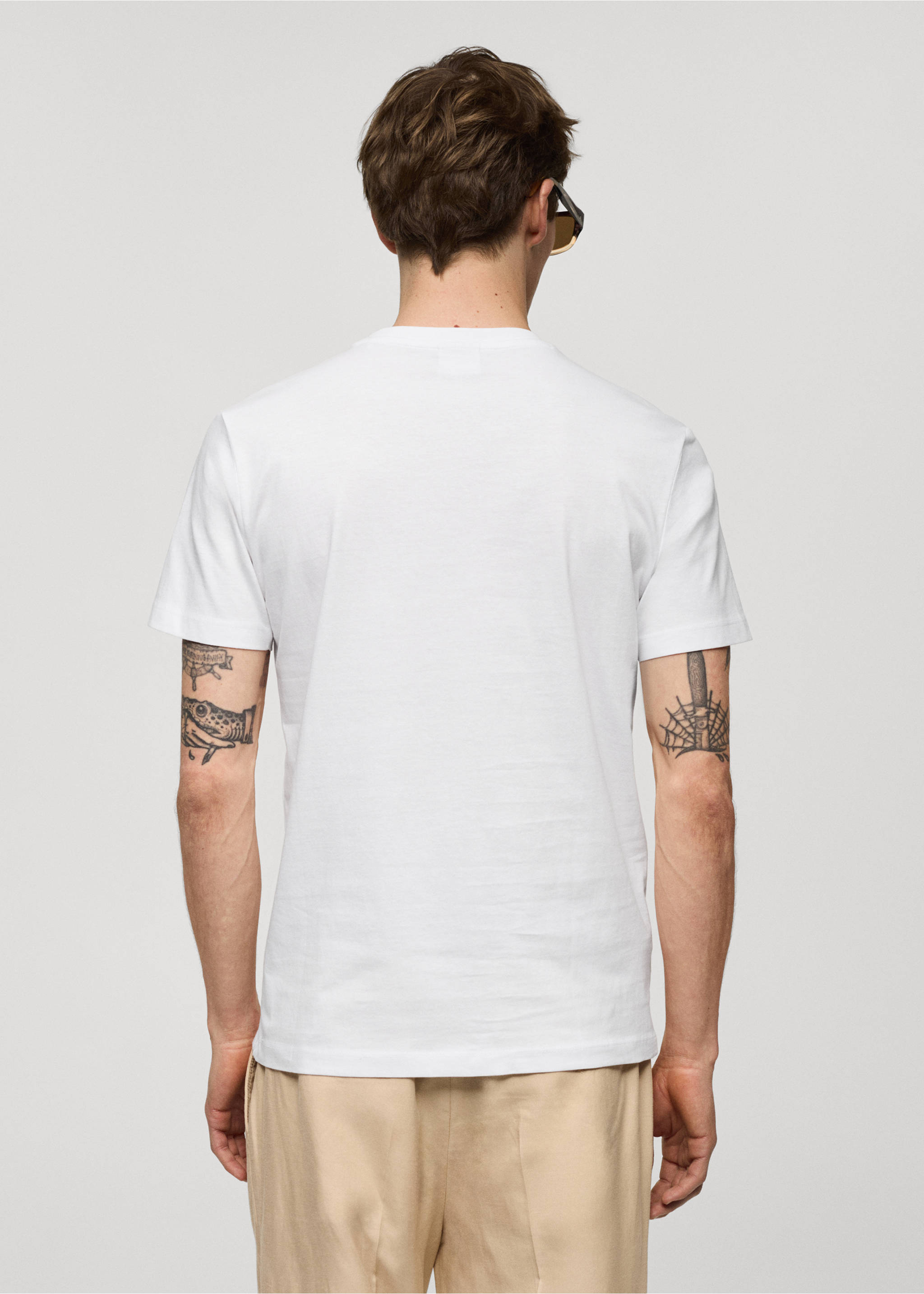 Slim-fit cotton V-neck t-shirt - Reverse of the article, White. Ref: 77080584-00.