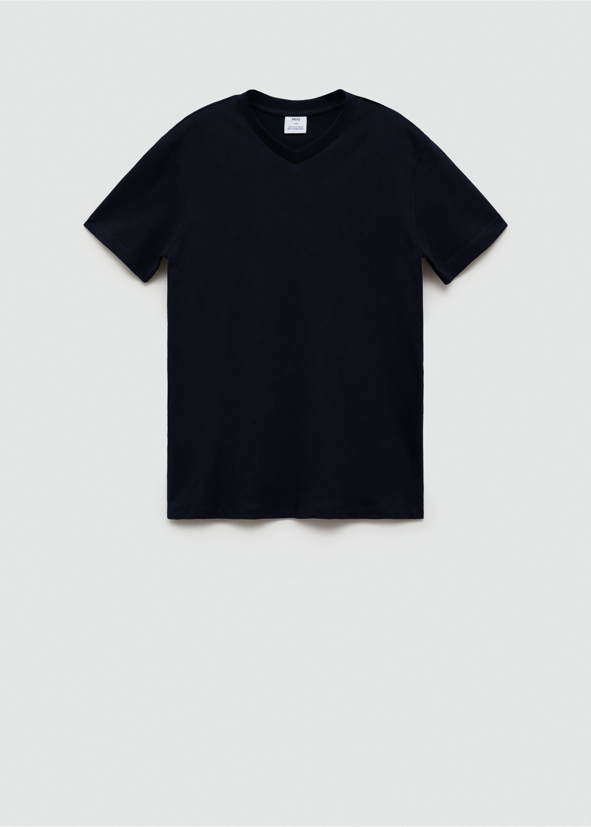Slim-fit cotton V-neck t-shirt - Article without model, Dark Navy. Ref: 77080584-00.