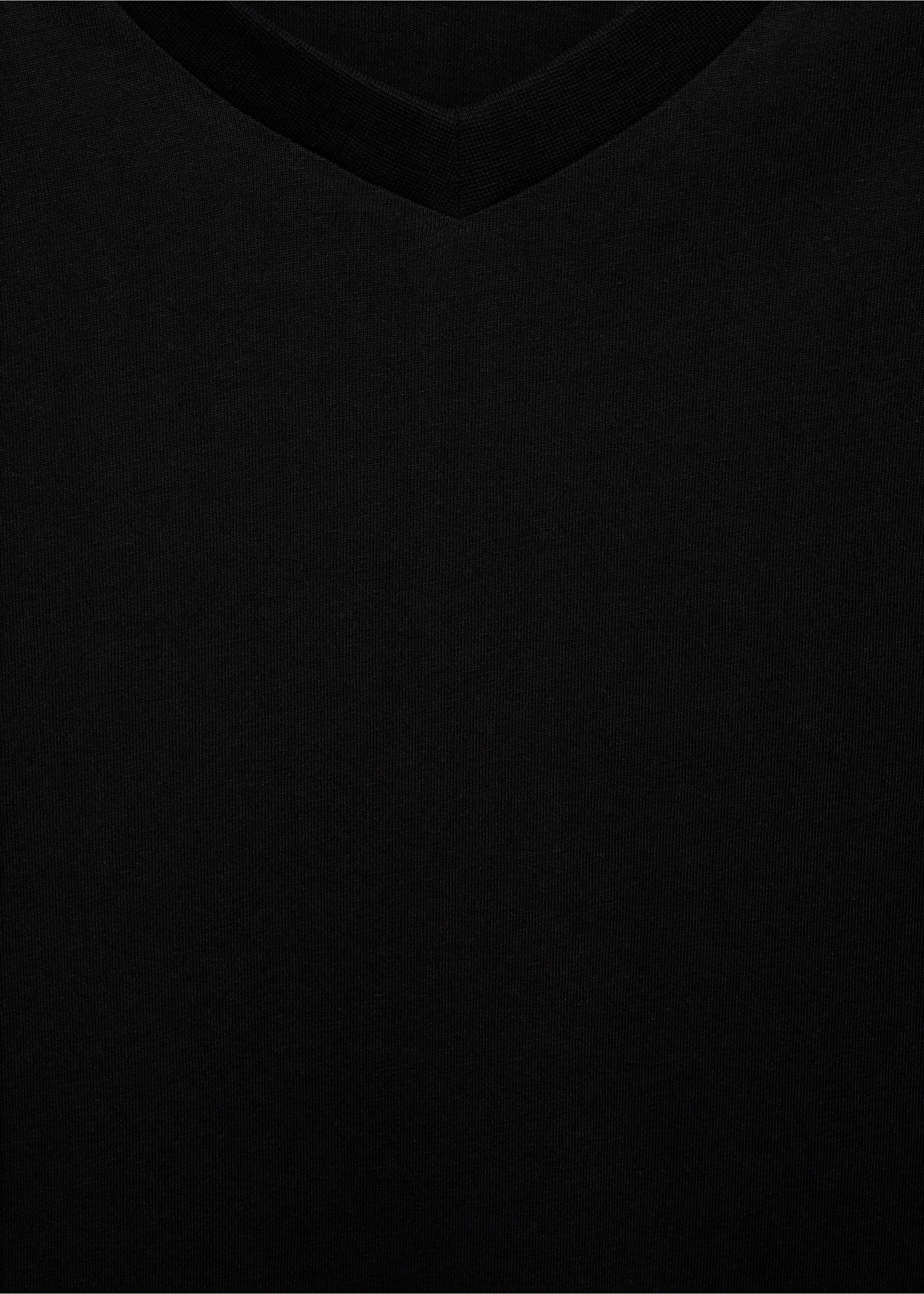 Slim-Fit-T-Shirt aus Baumwolle mit V-Ausschnitt - Detail des Artikels 8, Schwarz. Ref: 77080584-00.