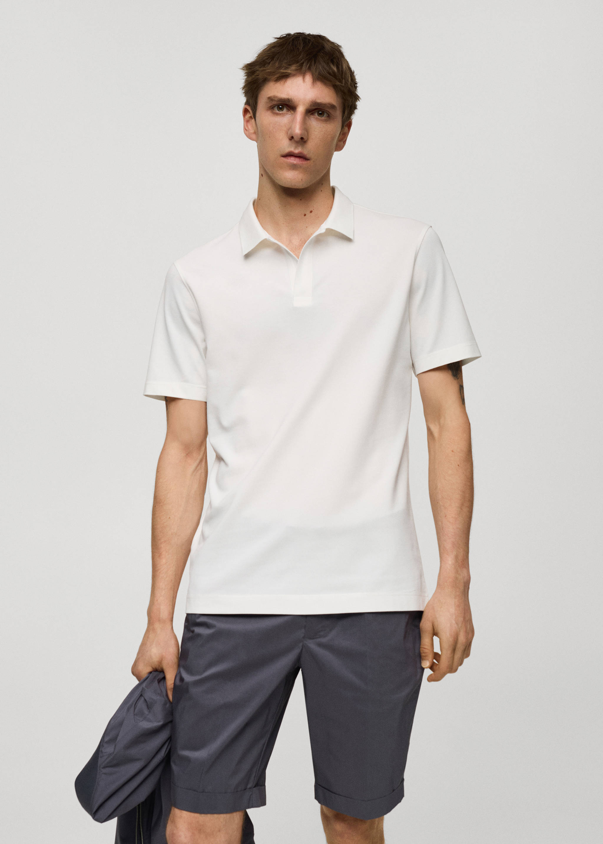 Piqué katoenen slim-fit poloshirt - Middenvlak