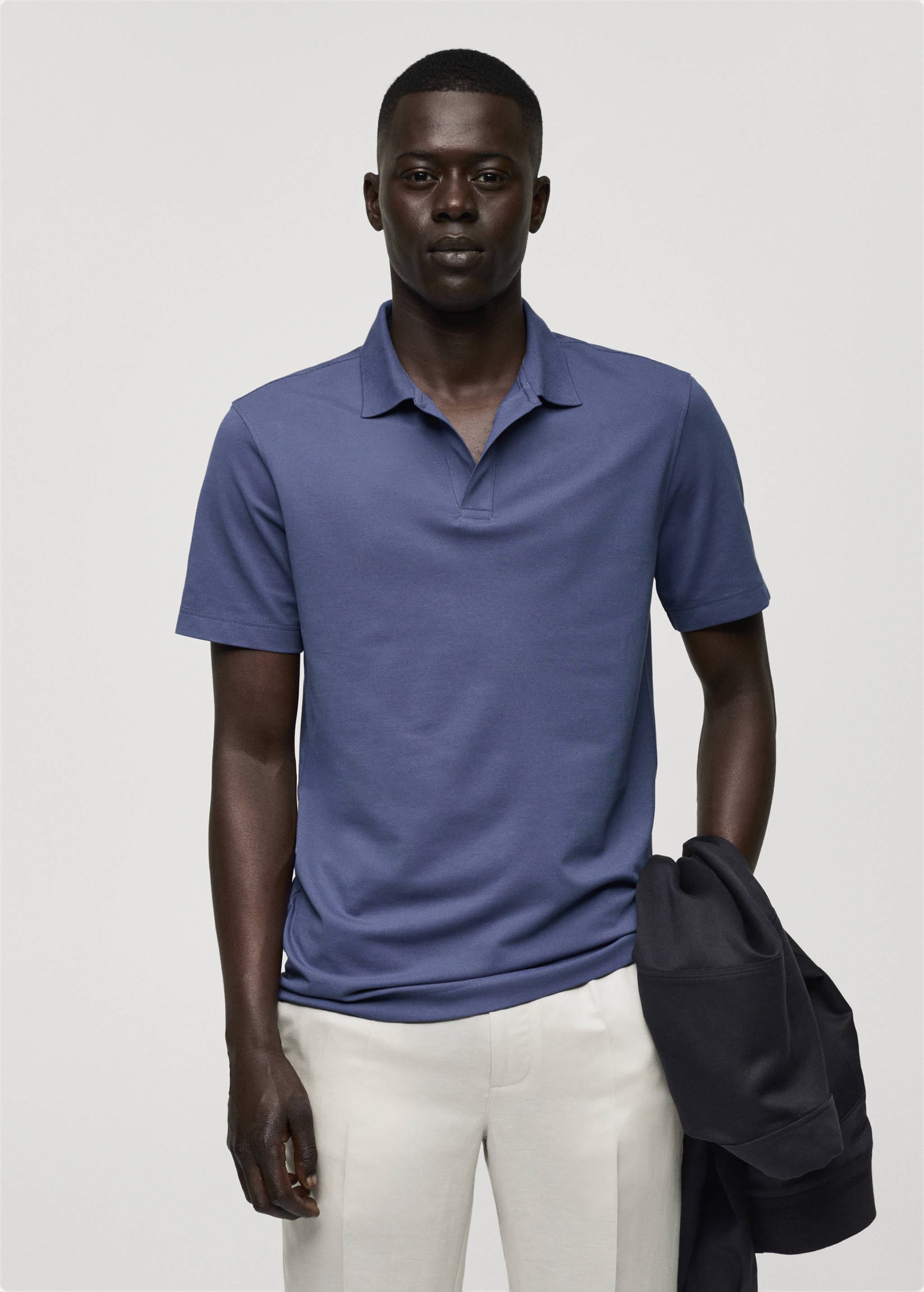 Piqué katoenen slim-fit poloshirt - Middenvlak