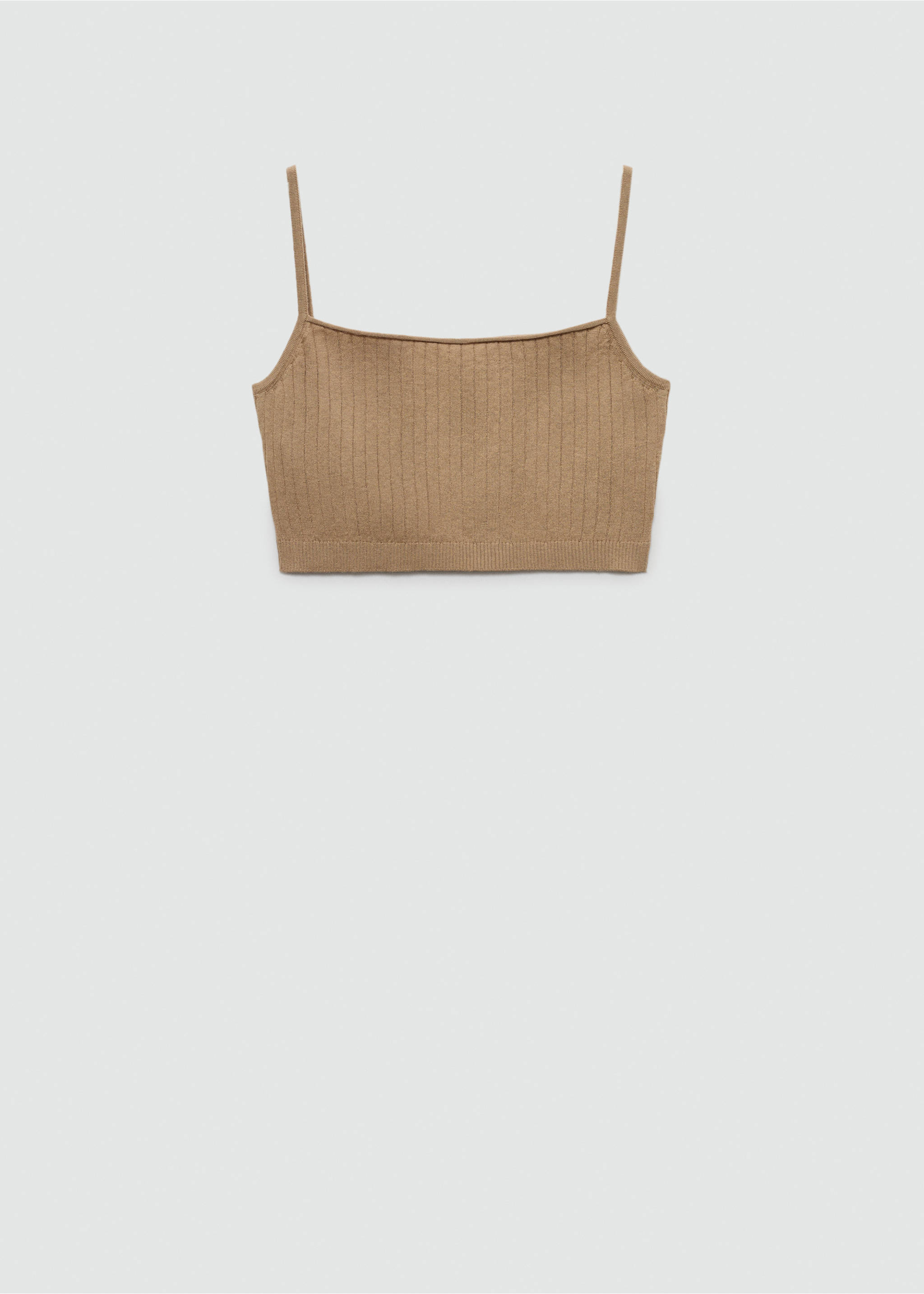 Ribbed crop top - Article without model, Light/Pastel Brown. Ref: 77080588-00.
