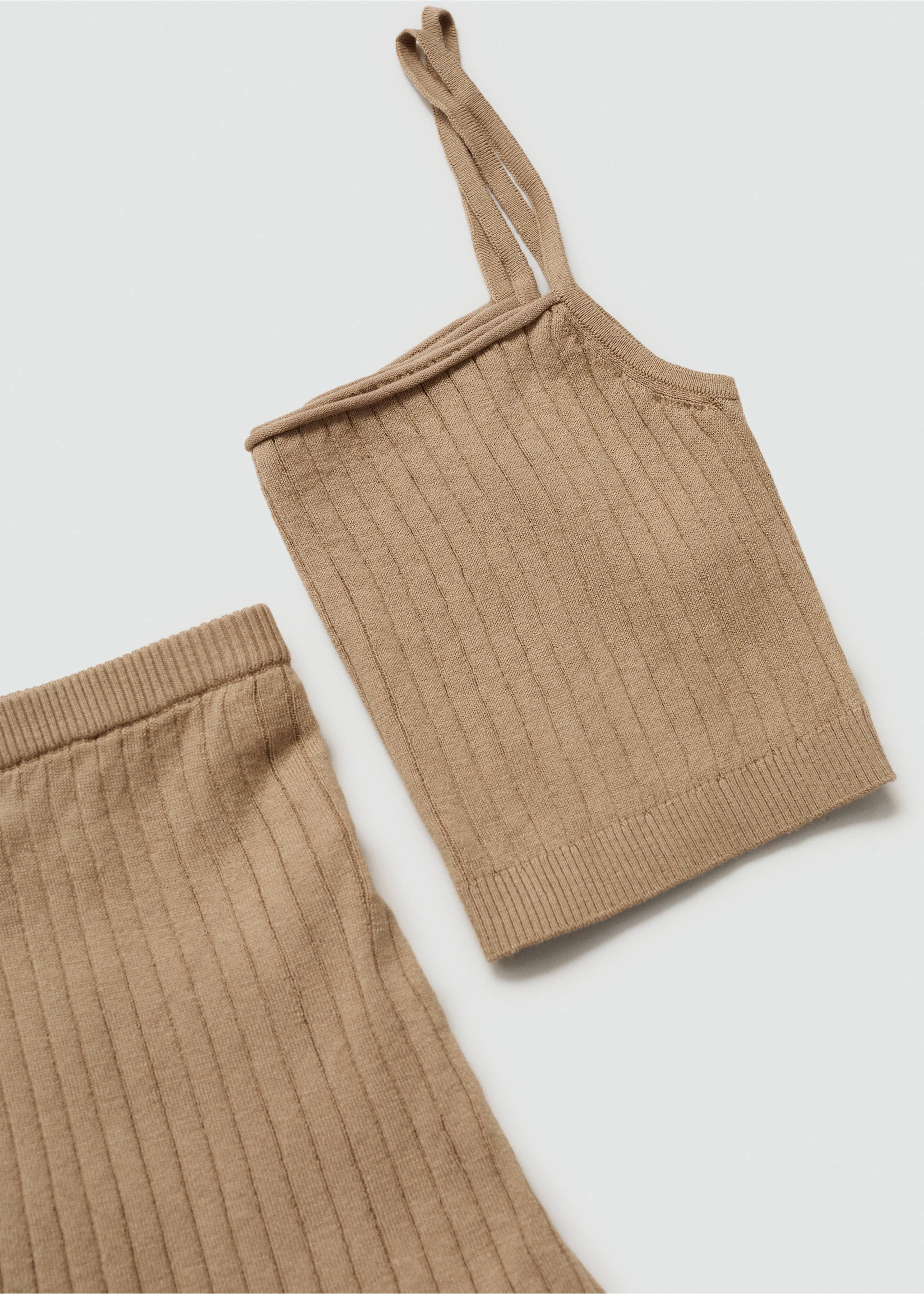 Ribbed crop top - Details of the article 8, Light/Pastel Brown. Ref: 77080588-00.