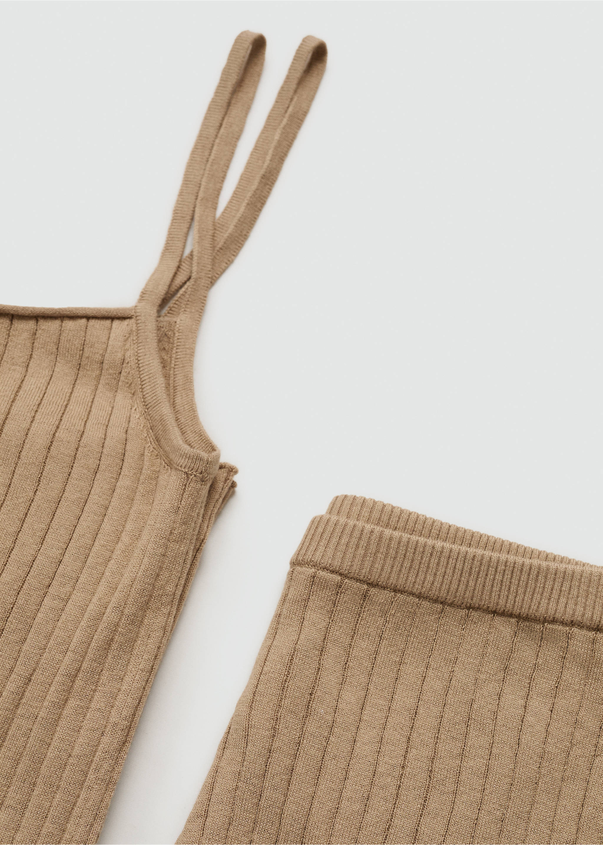 Thin knit top with straps - Details of the article 8, Light/Pastel Brown. Ref: 77080589-00.