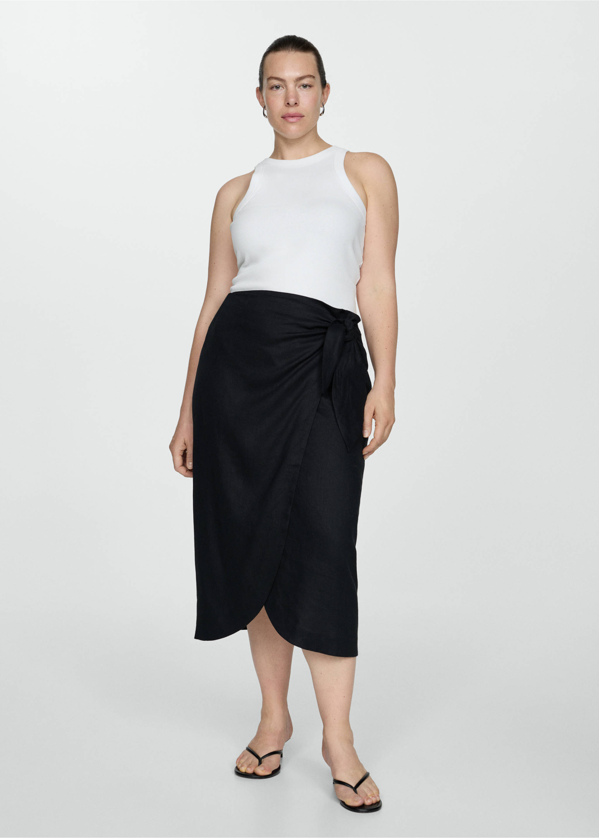 Ribbed cotton-blend top - Details of the article 3, White. Ref: 77080594-00.