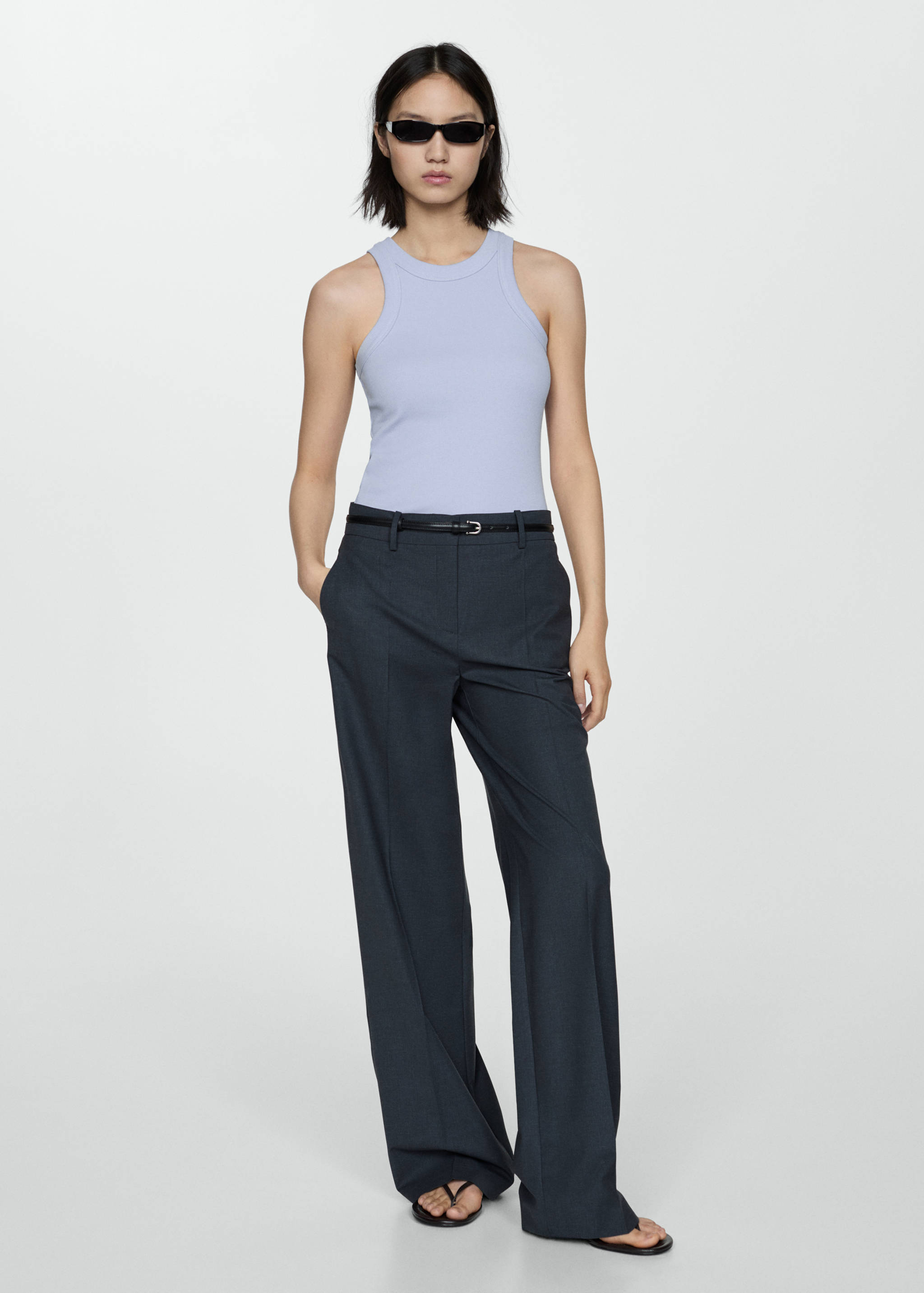 Ribbed cotton-blend top - General plane