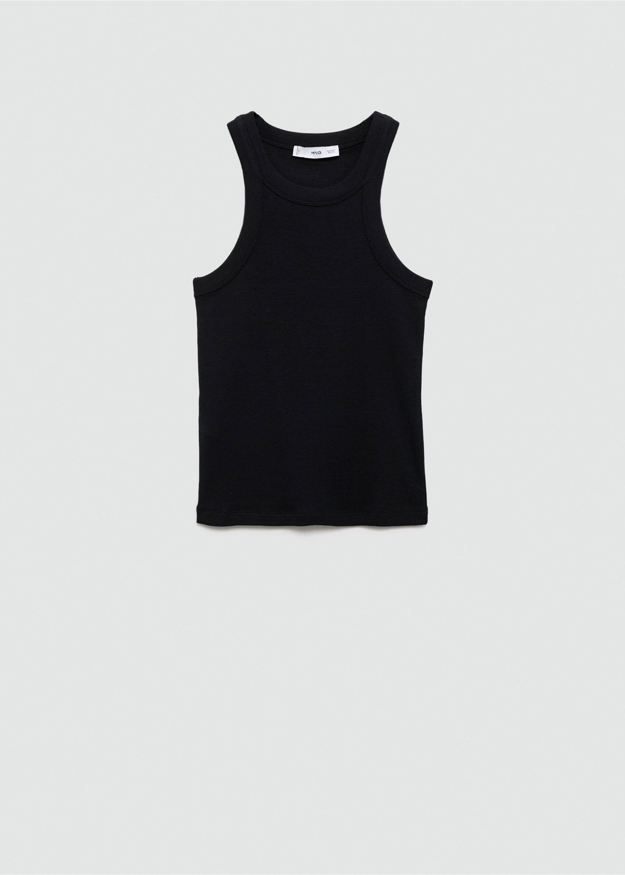 Ribbed cotton-blend top - Article without model, Black. Ref: 77080594-00.