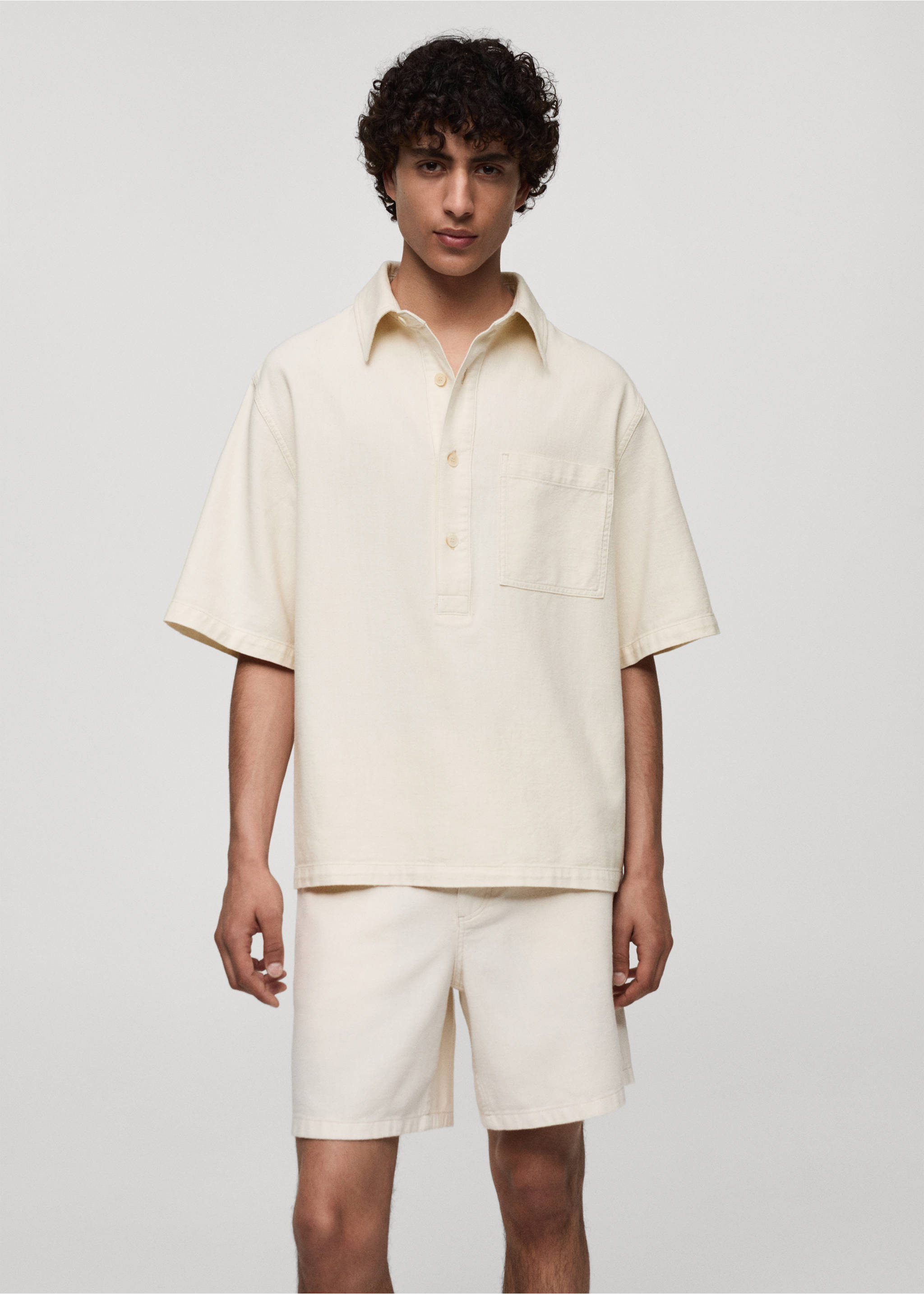 Relaxed-fit polo shirt - Medium plane, Off White. Ref: 77080598-00.